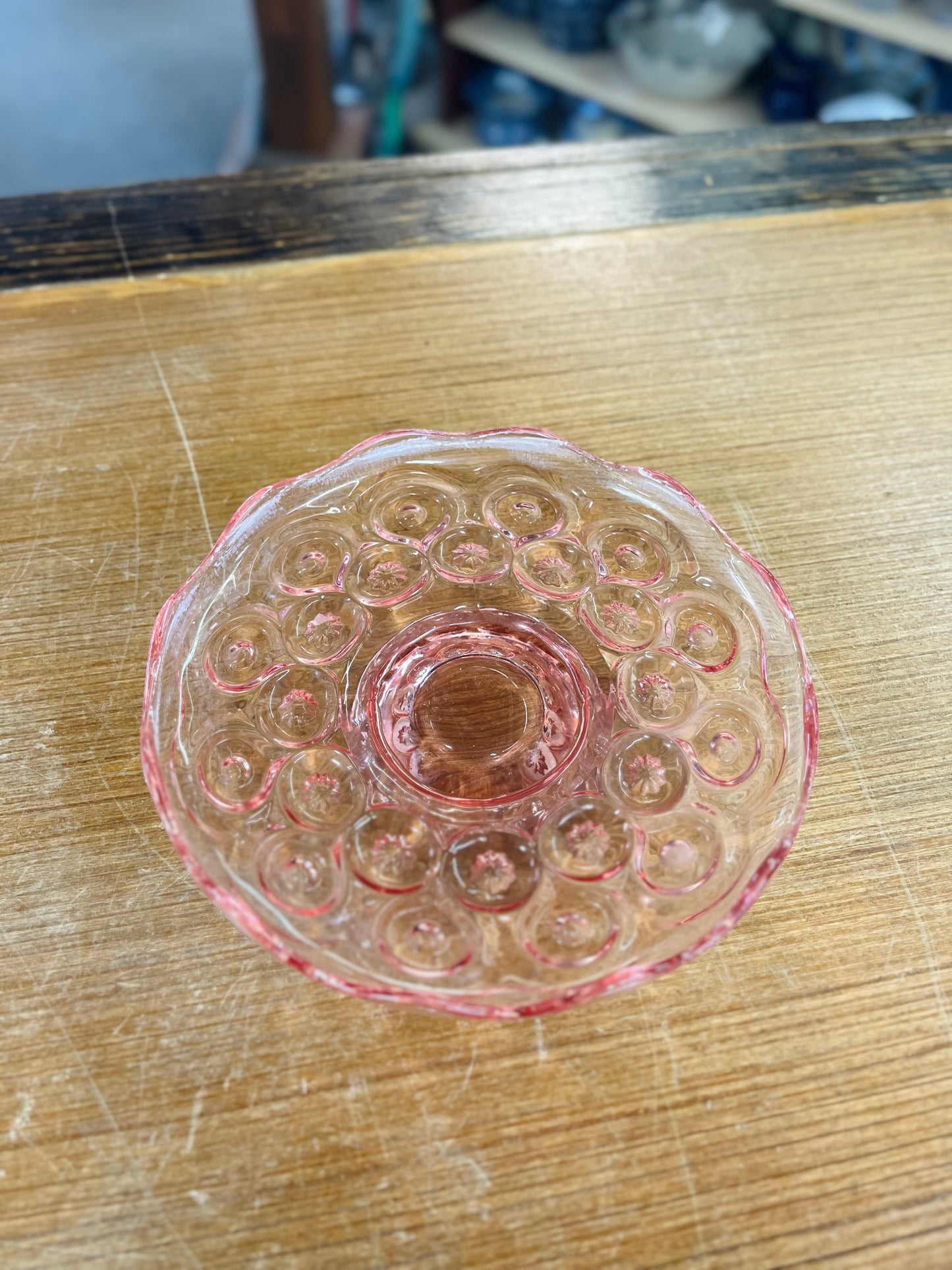 Vintage "Moon and Stars" Pink Depression Glass Plate