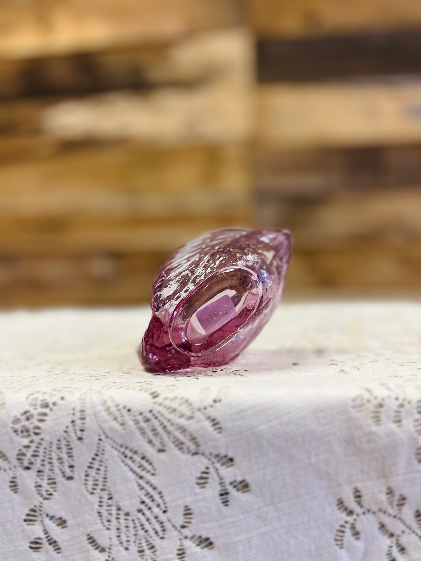 Vintage Pink/Cranberry Swan Figurine Trinket Dish