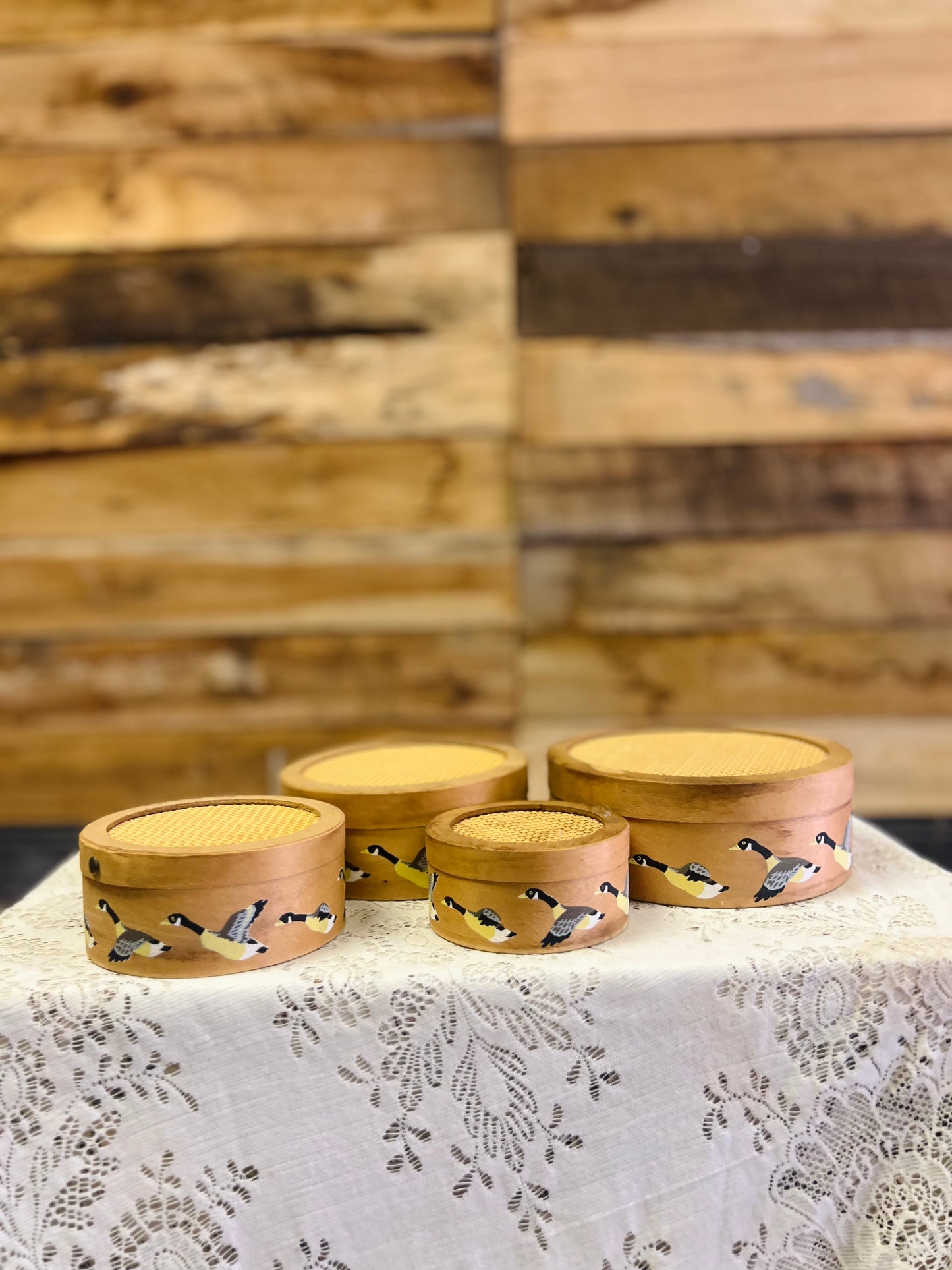 Vintage Canada Geese Nesting Wood boxes - Set Of 4