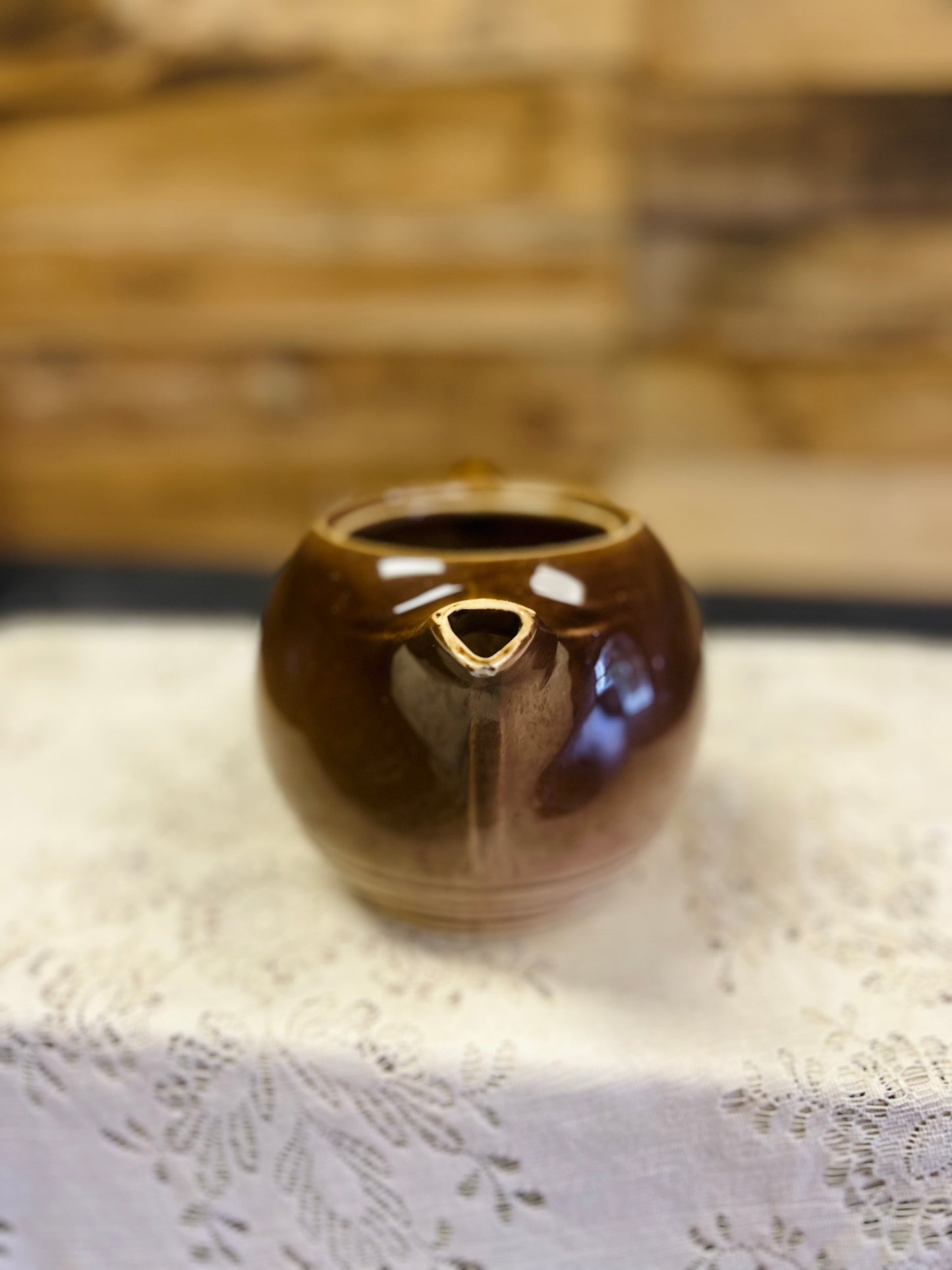 Vintage McCoy Tan and Brown Teapot