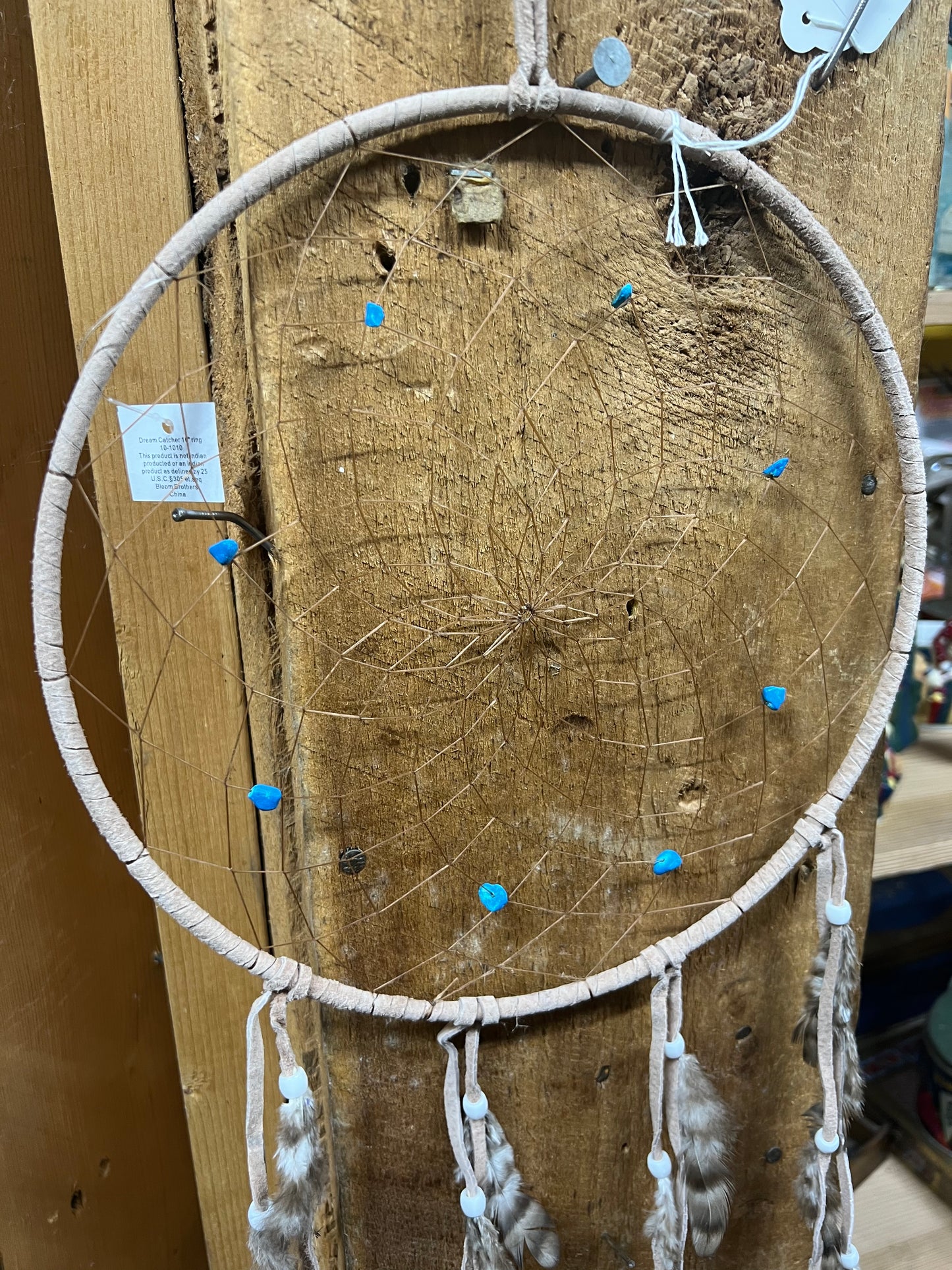 Dream Catcher Light Brown Leather with Genuine Turquoise Nuggets