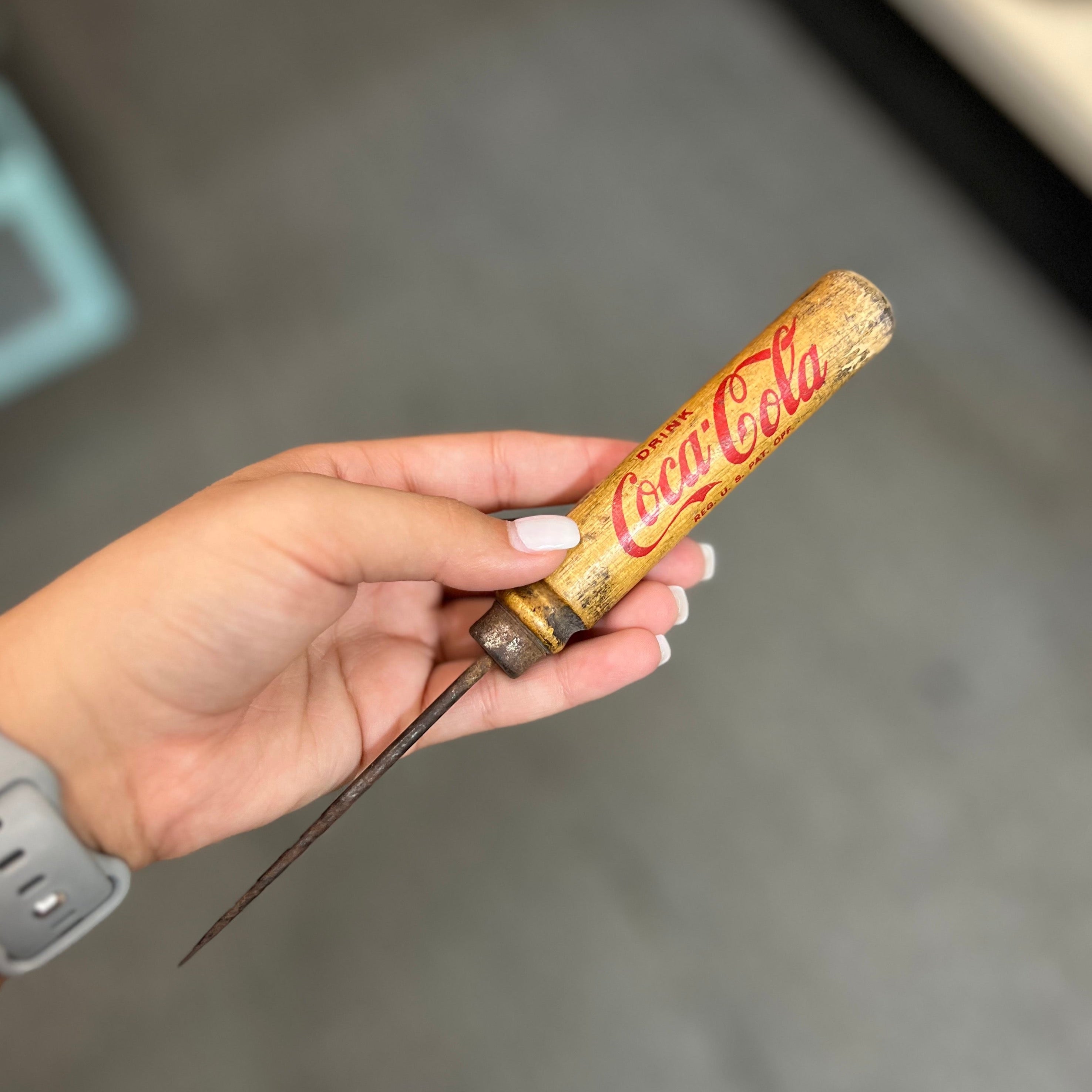 thumbnail image 2 of Vintage-Style Coca-Cola Advertising Ice Pick With Wood Handle – Antique Finish 2 of 6