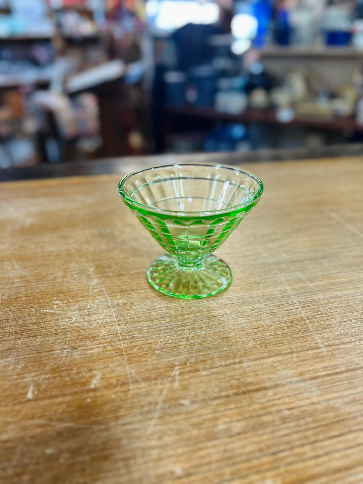 Vintage Uranium Block Glass Sherbert Dish