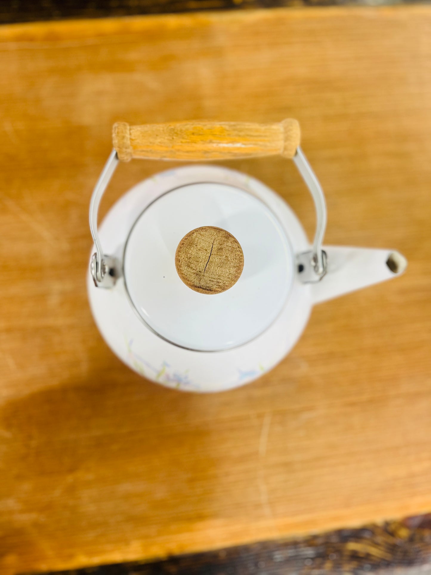 Vintage Lingoware White Enamel Teapot