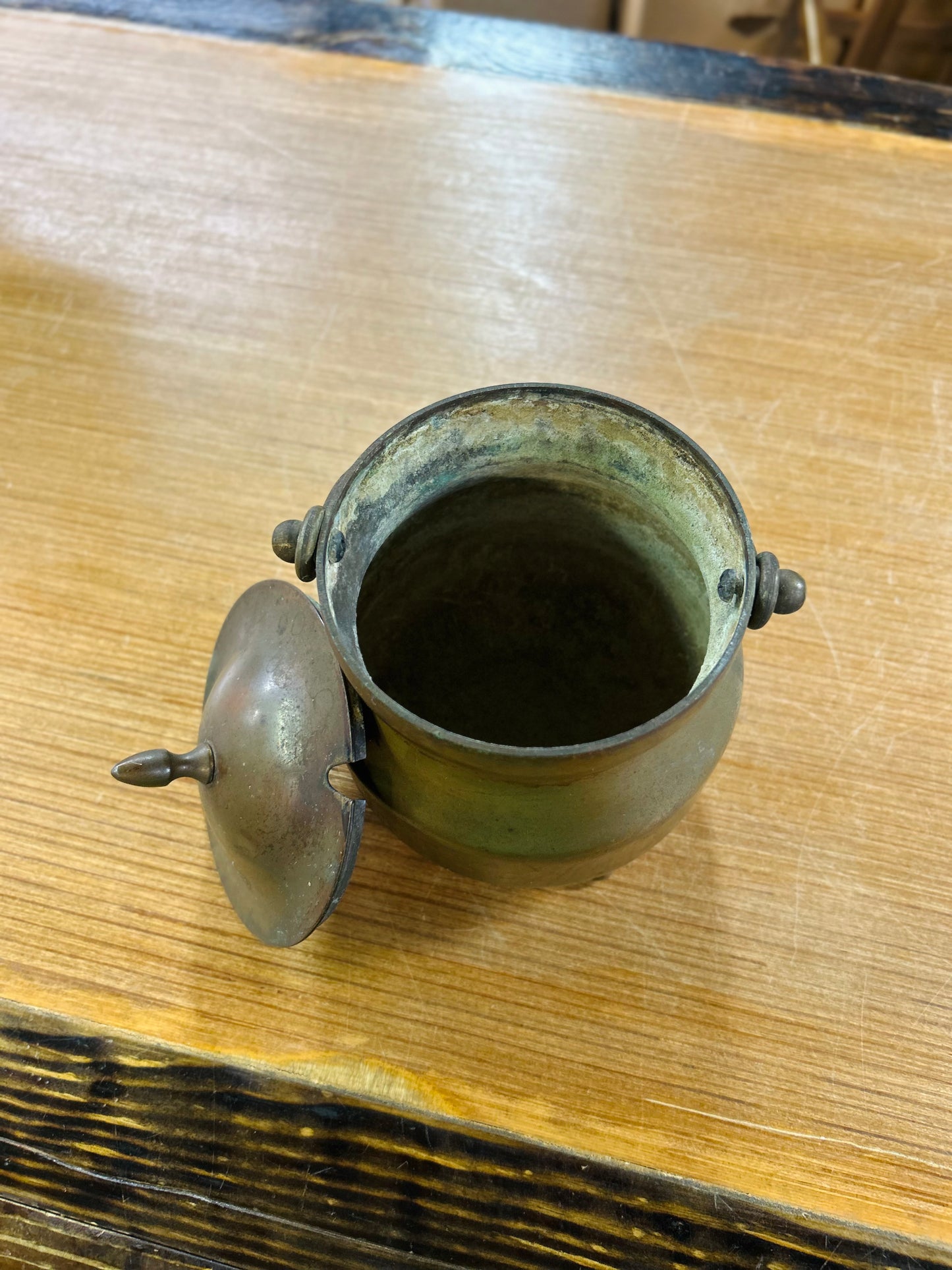 Vintage Solid Brass Rare Grease Pot