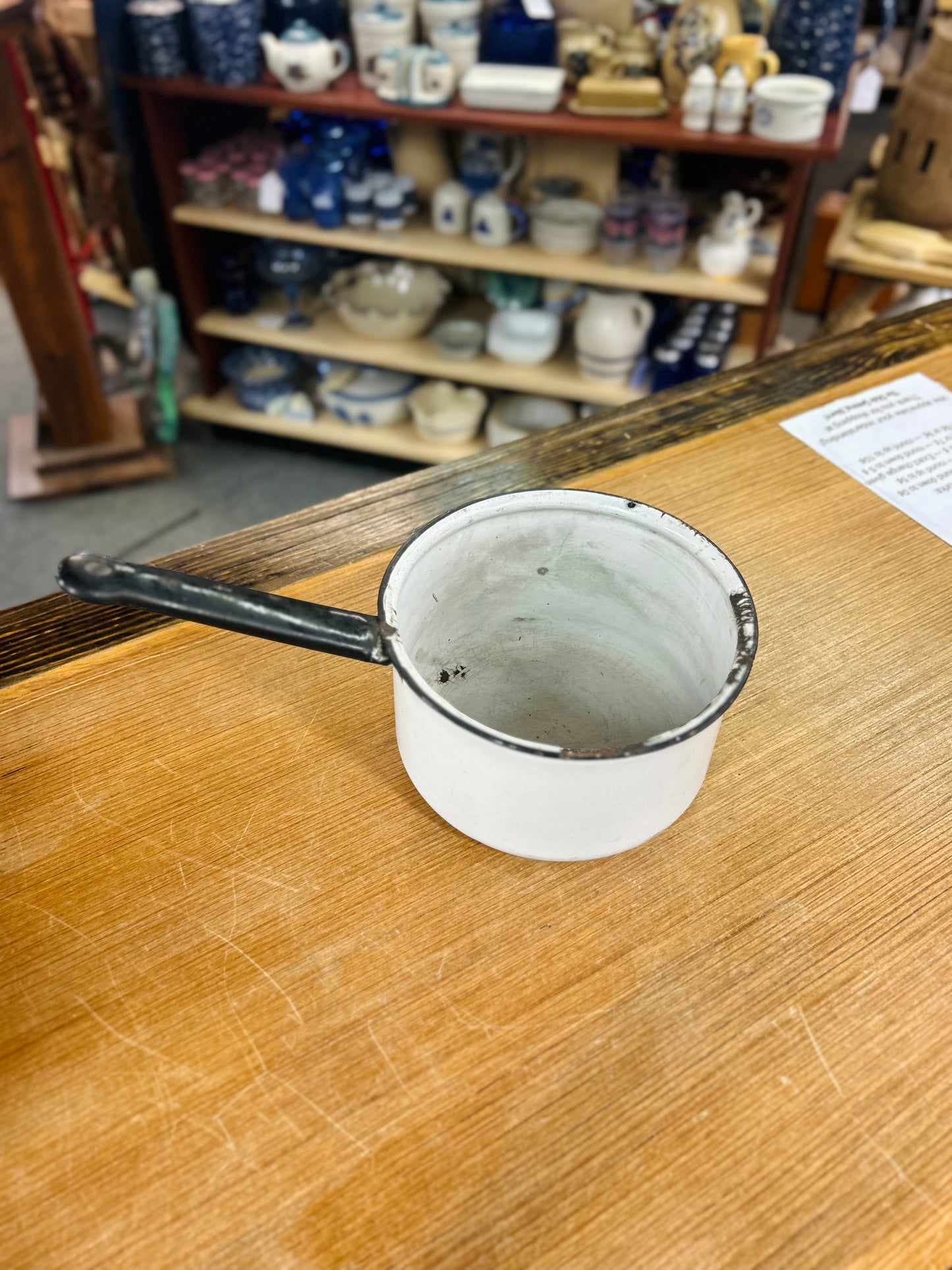 Vintage Large Pot with Black Trim