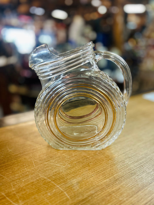 Very Old Refridgerator Bottle Pitcher with Gold Inlay