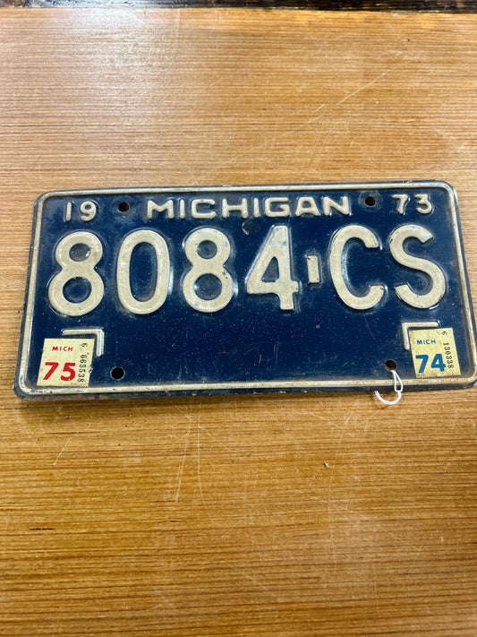 Vintage Metal 1973 Michigan License Plate