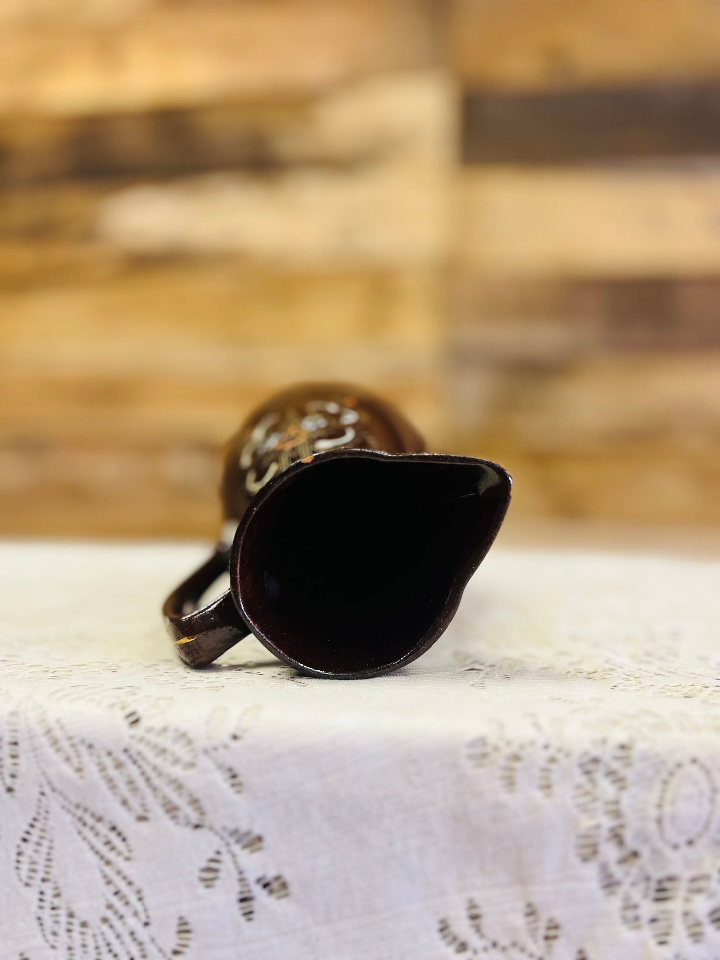 Vintage Brown Floral Pitcher