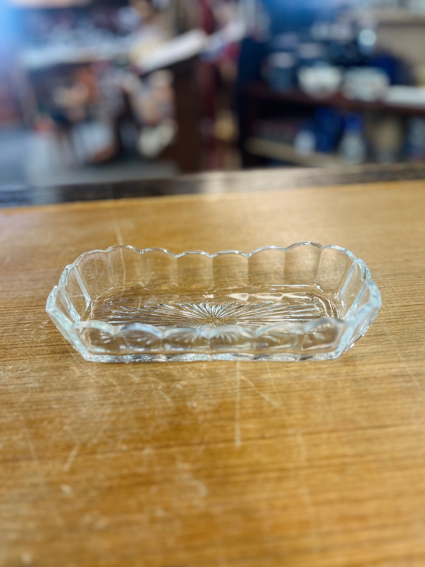 Vintage Clear Pressed Glass Relish Dish