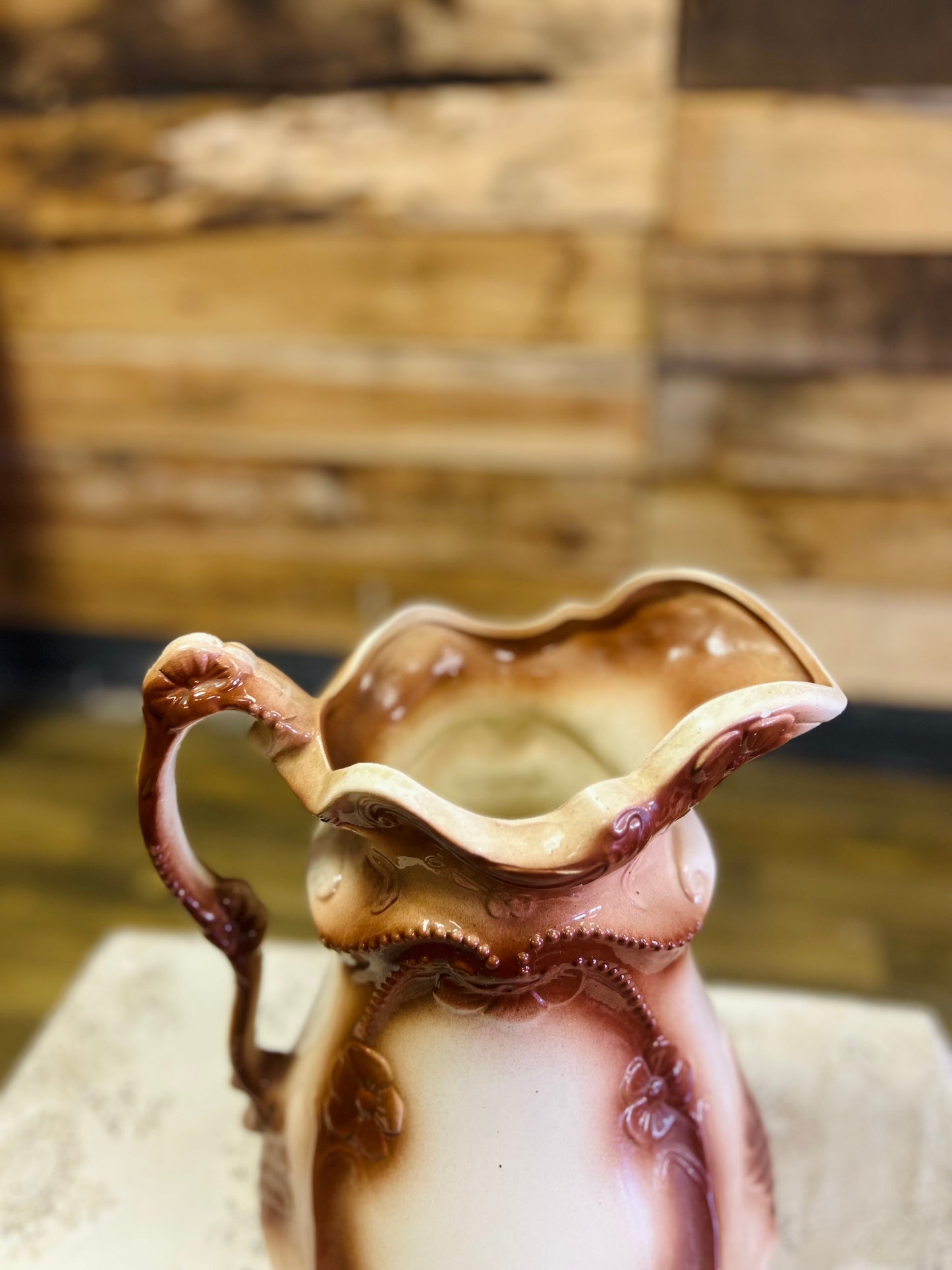 Vintage Ironstone Large Rose Pitcher