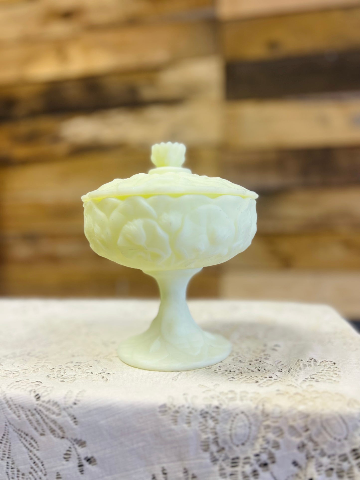 Vintage Fenton Water Lily Compote Dish with Lid