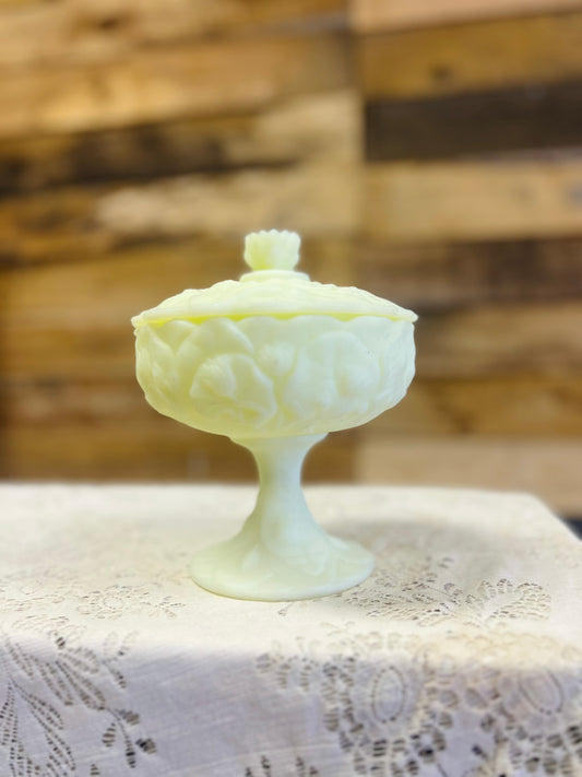 Vintage Fenton Water Lily Compote Dish with Lid