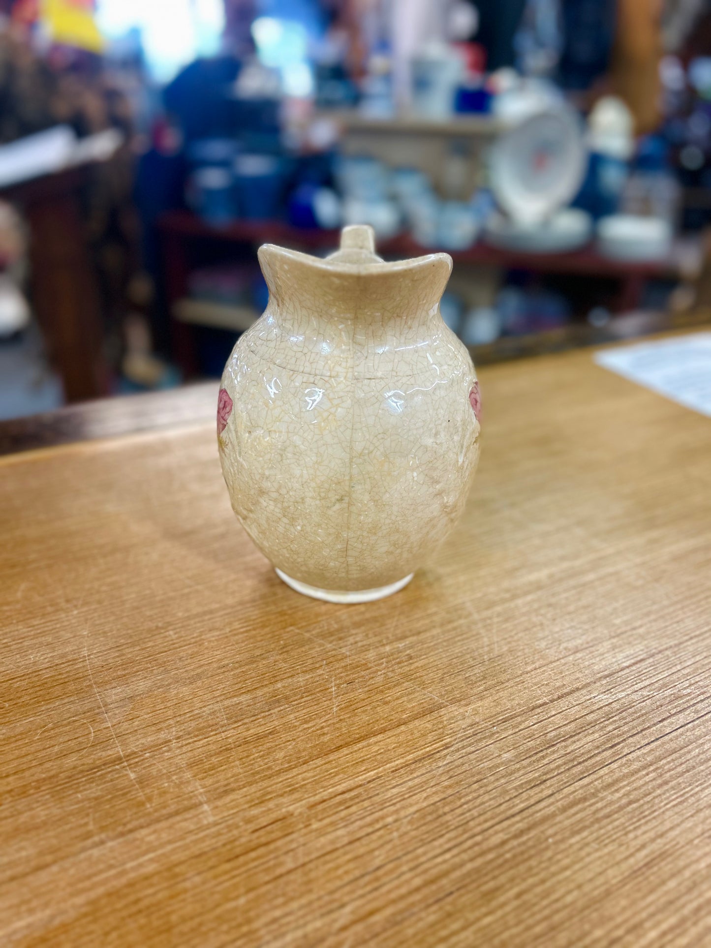 Vintage RENA Floral Rose Bud Design Pottery Pitcher