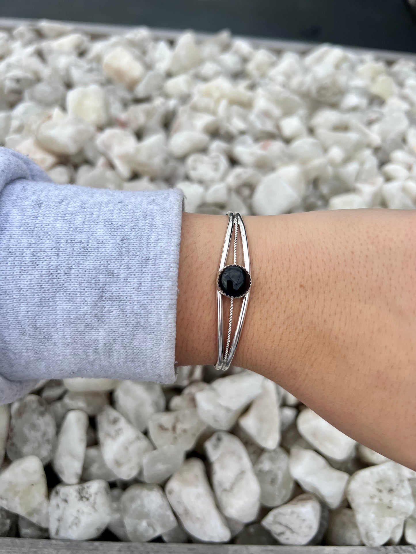 Sterling Silver Black Onyx Cuff