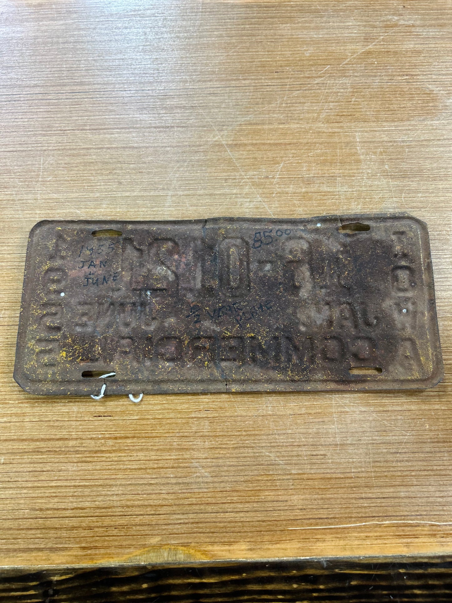 Vintage 1955 Iowa Jan-June 1/2 Year License Plate- Commercial
