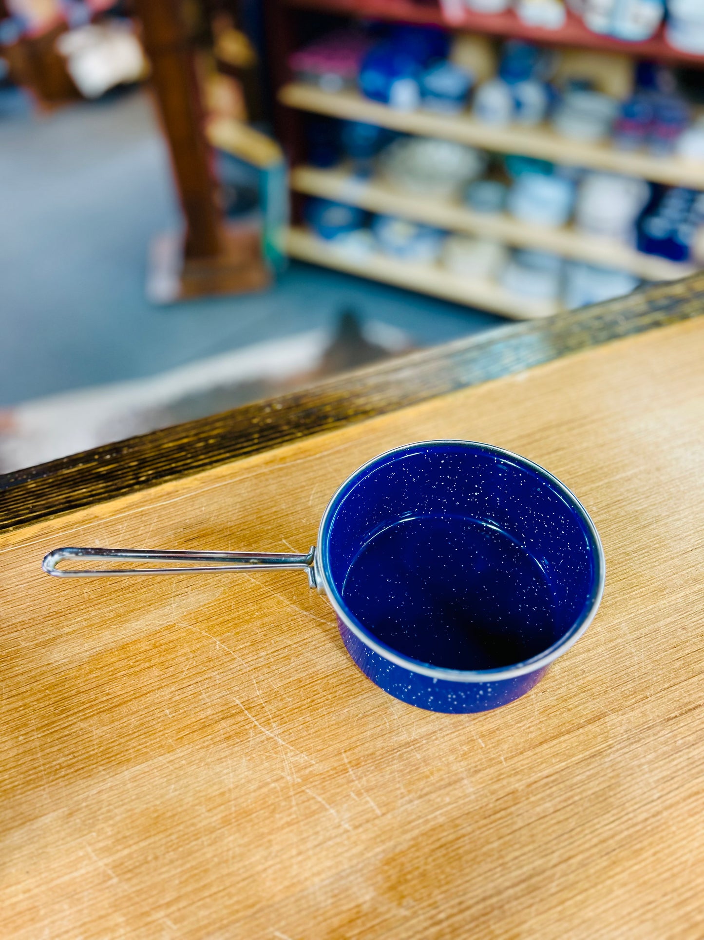 Vintage Blue IMUSA Saucepa with Speckled Enamel Finish