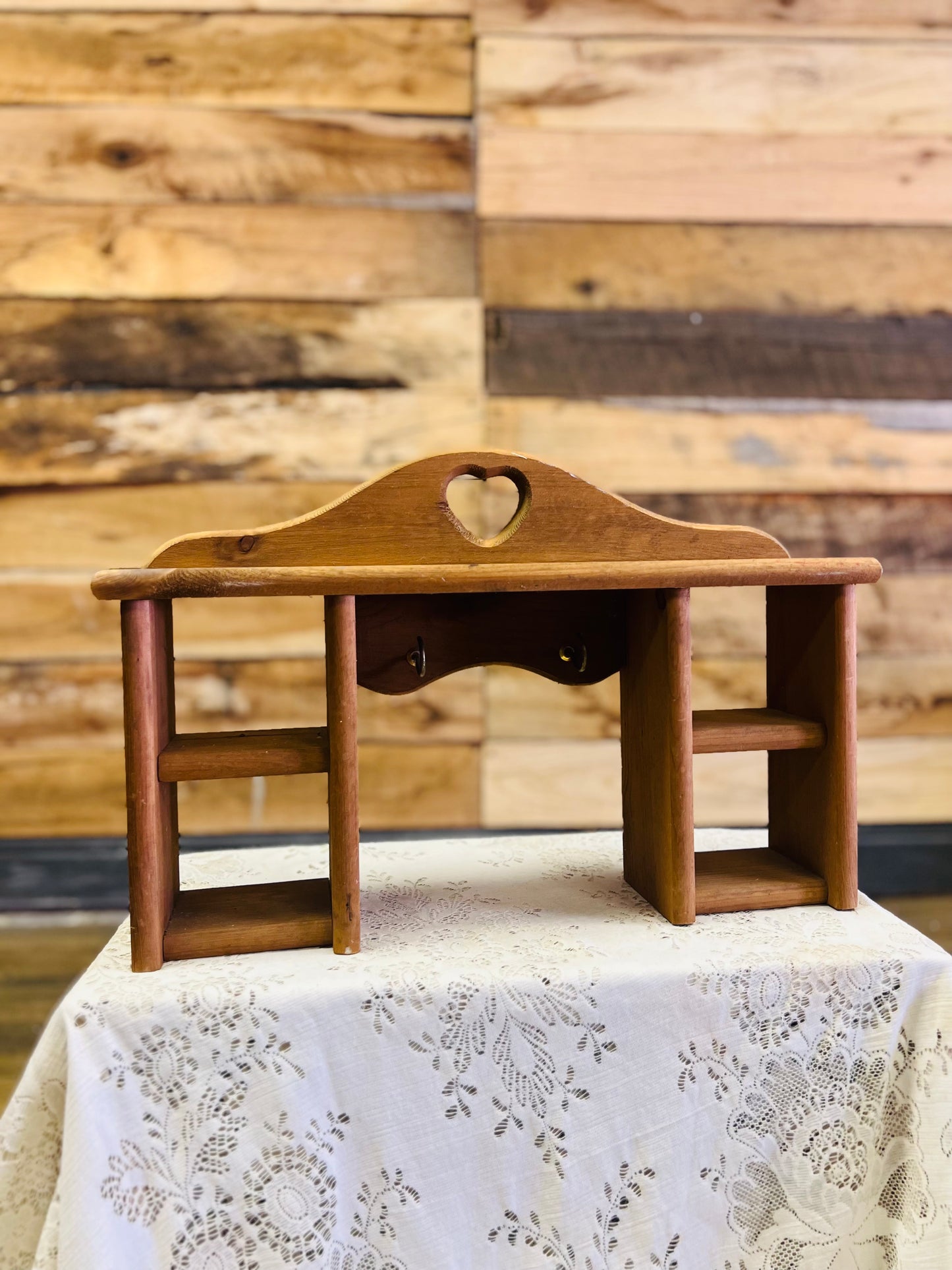 Old Wooden Heart Trinket Shelf