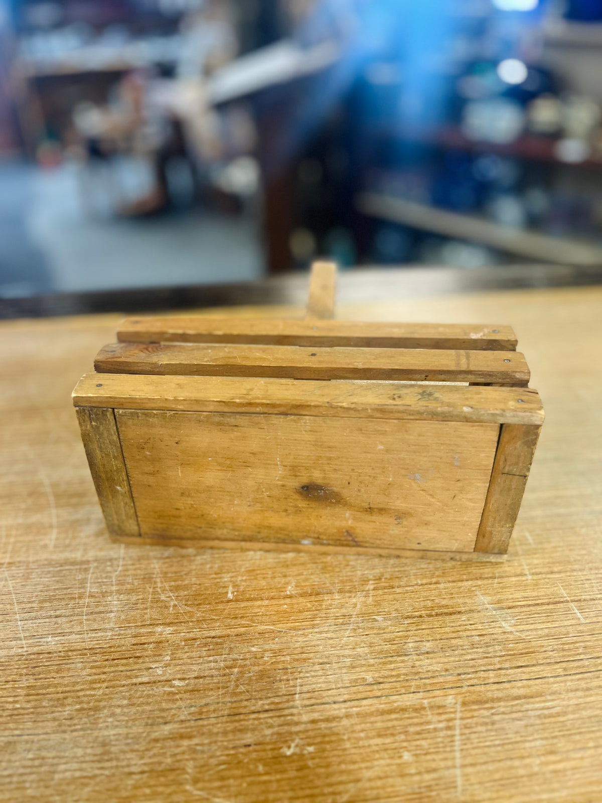 Vintage Wooden Storage Caddy With Heart Shape Cut Out