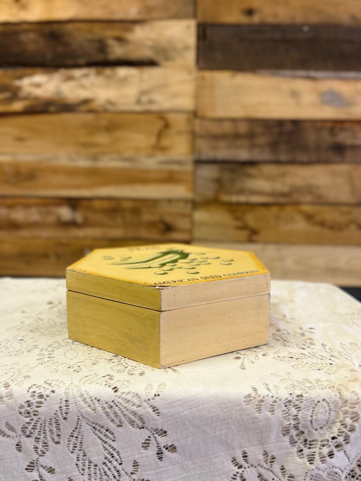 Vintage 1970s Wooden Peas Box Manufactured by American Seed Company