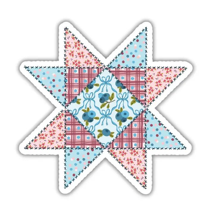 Americana Blueberry Barn Quilt Patch - Sticker