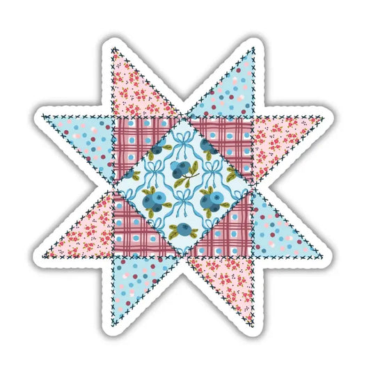 Americana Blueberry Barn Quilt Patch - Sticker