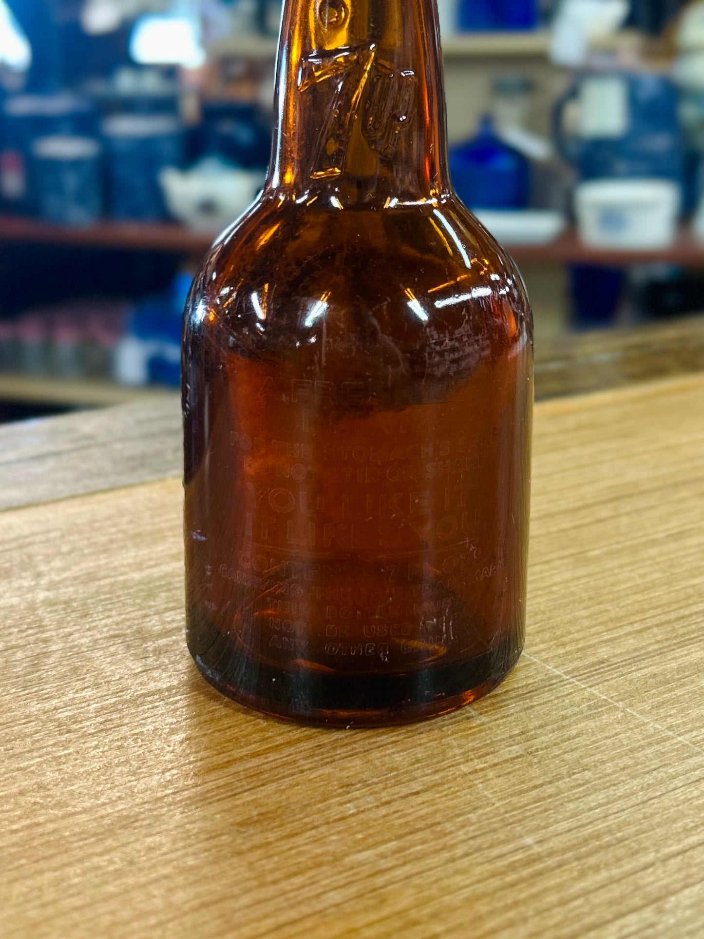 Vintage Very Rare Early 1900s 7-Up Amber Embossed Bottle Dallas, TX