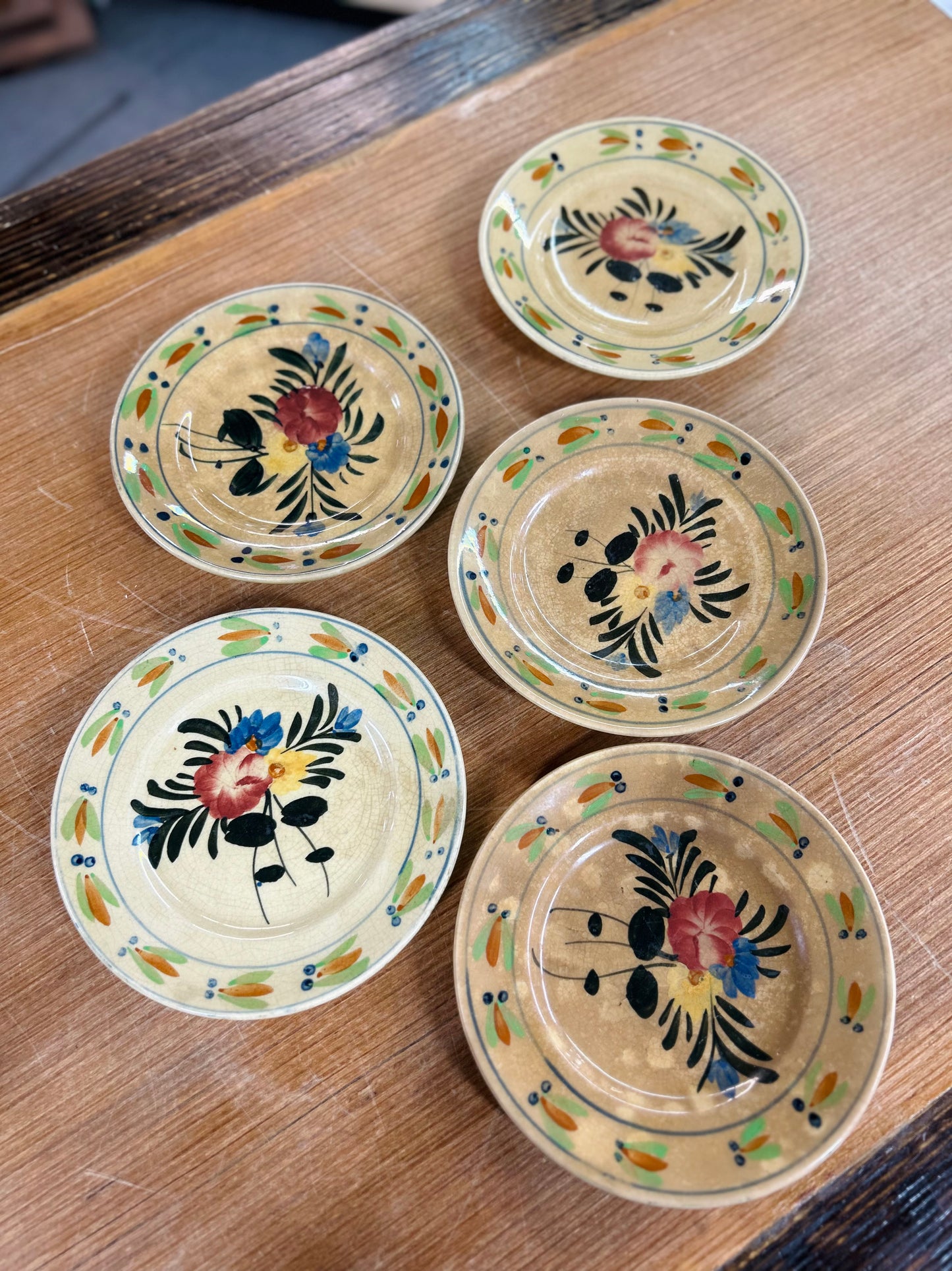 Vintage Hand Painted Japan Set of 5 Plates