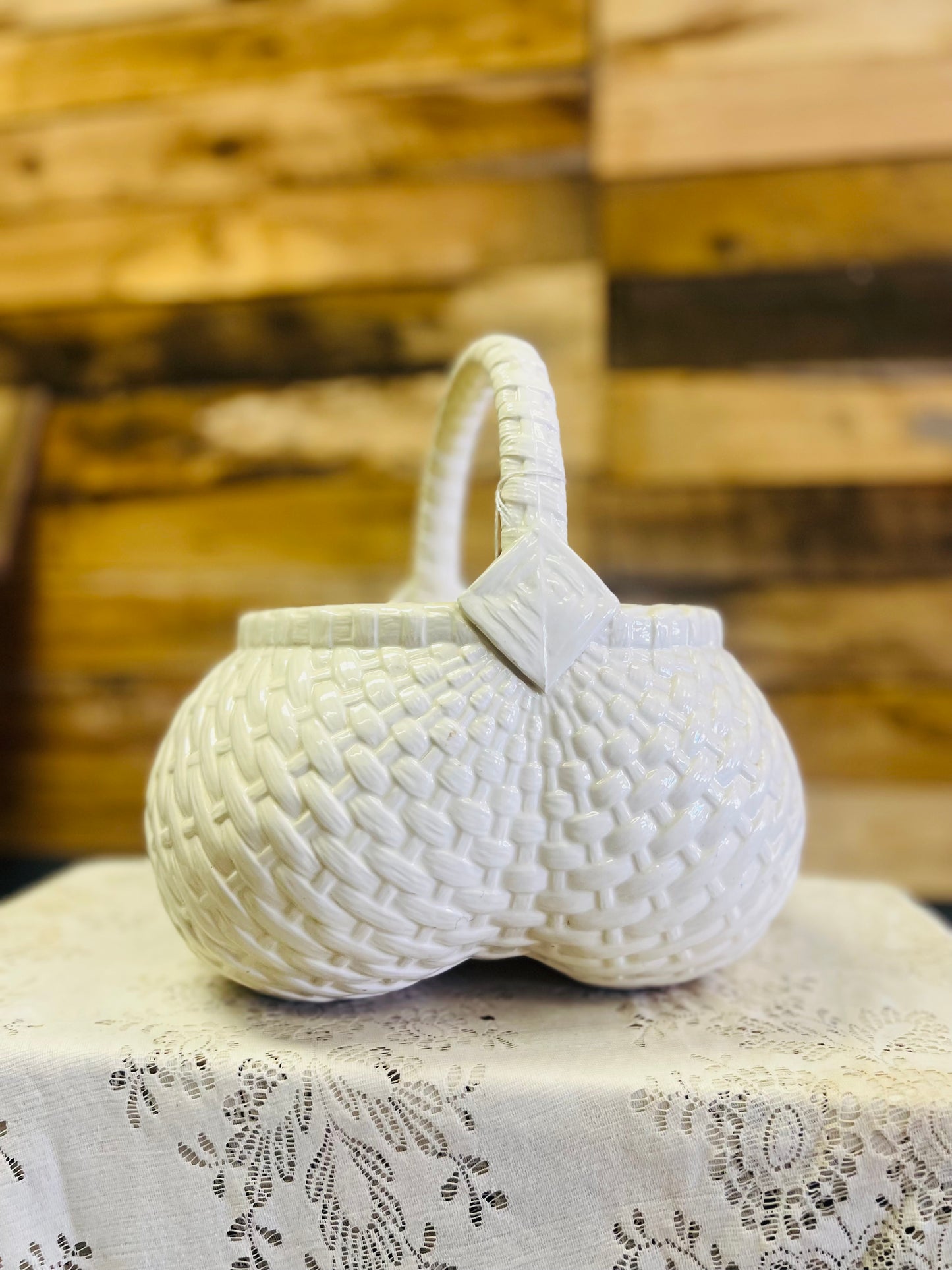 Vintage Ceramic White Basket