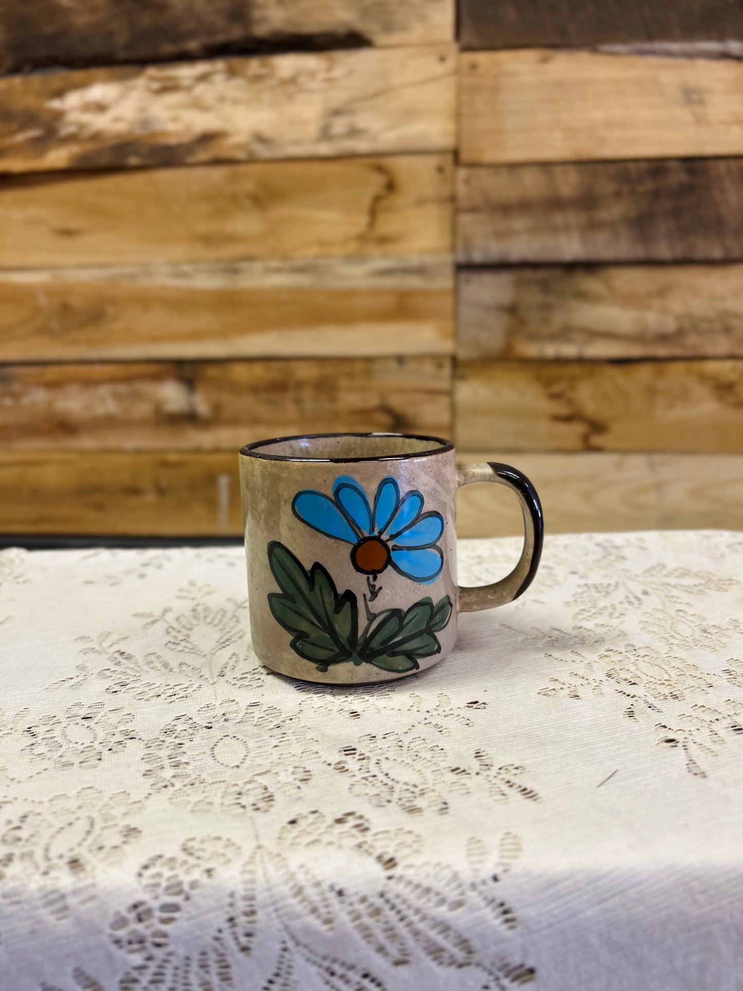 Vintage Hand Painted Sunnycraft Soneware Flower Mug