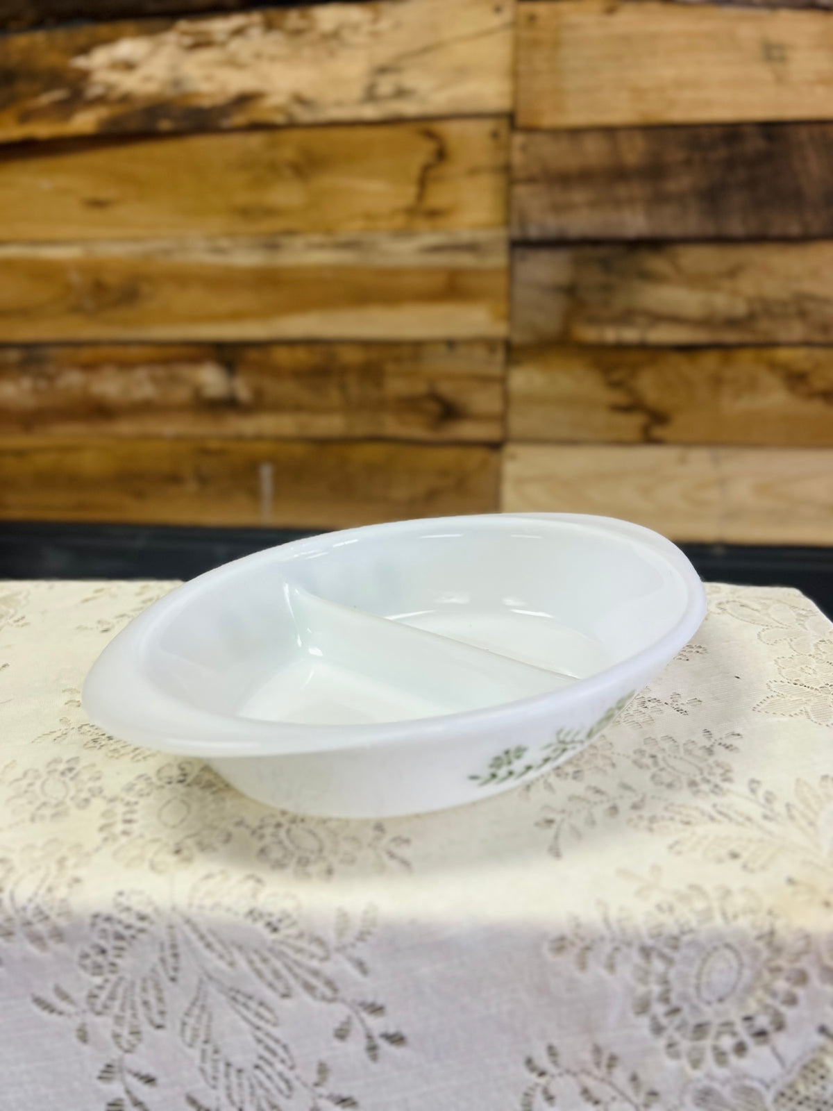 Vintage Green Daisy Divided Baking Dish