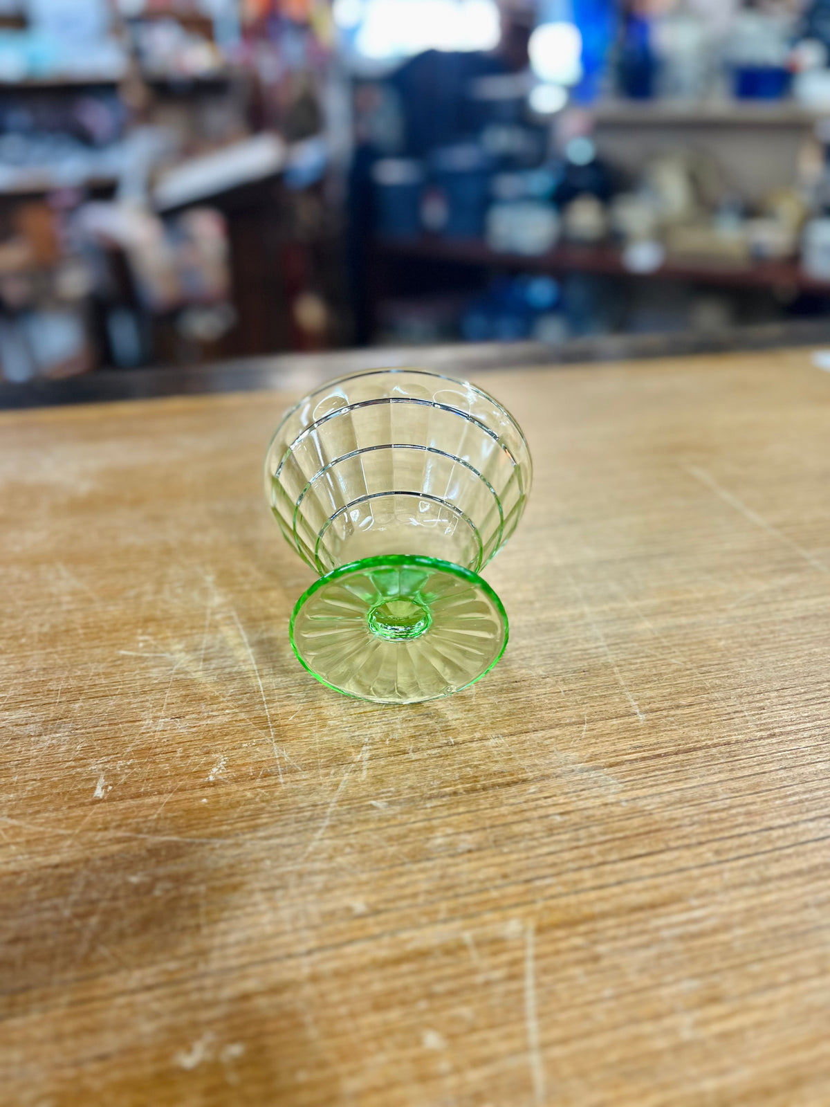 Vintage Uranium Block Glass Sherbert Dish