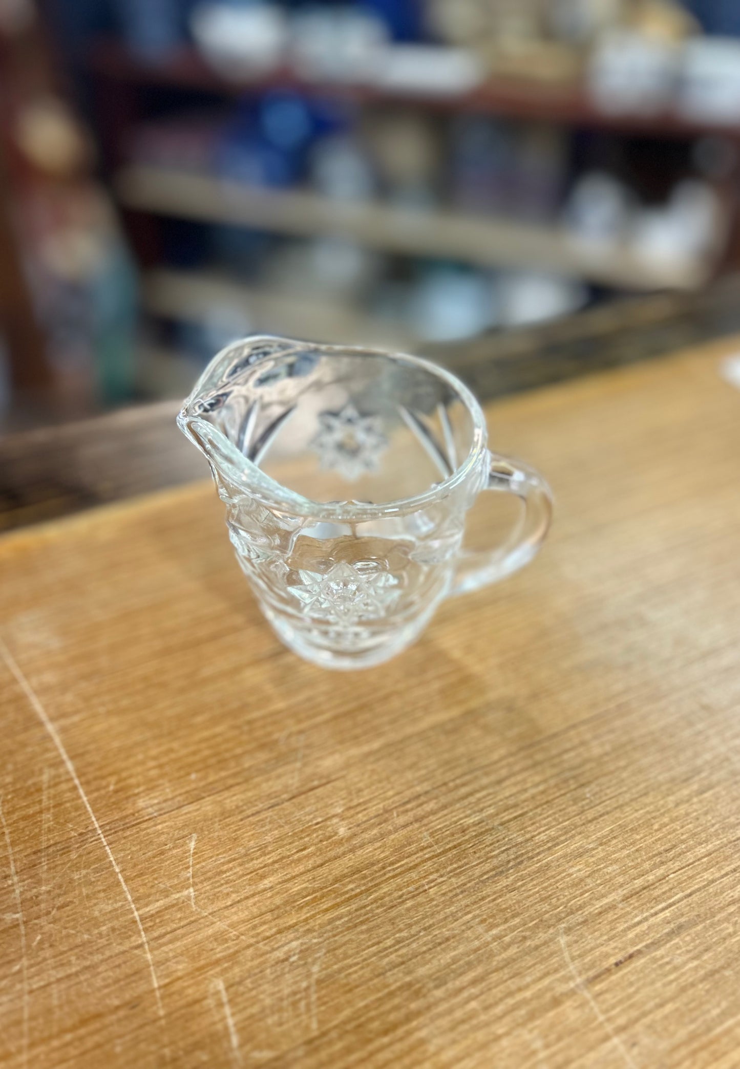 Vintage Anchor Hocking "Star Of David" Pattern Glass Creamer
