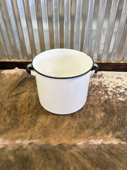 Vintage Speckled Ceramic Enamel Pot