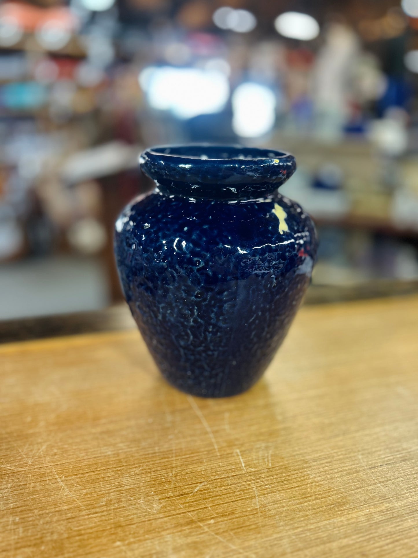 Vintage Blue Textured Vase