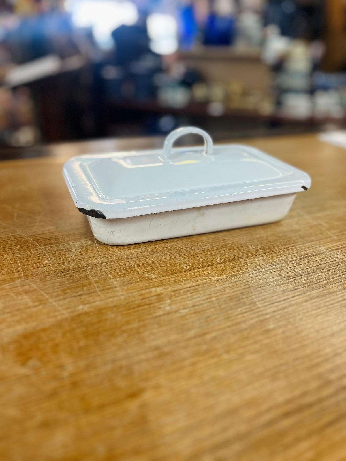 Vintage White Enalmeled Metal Refrigerator Pan
