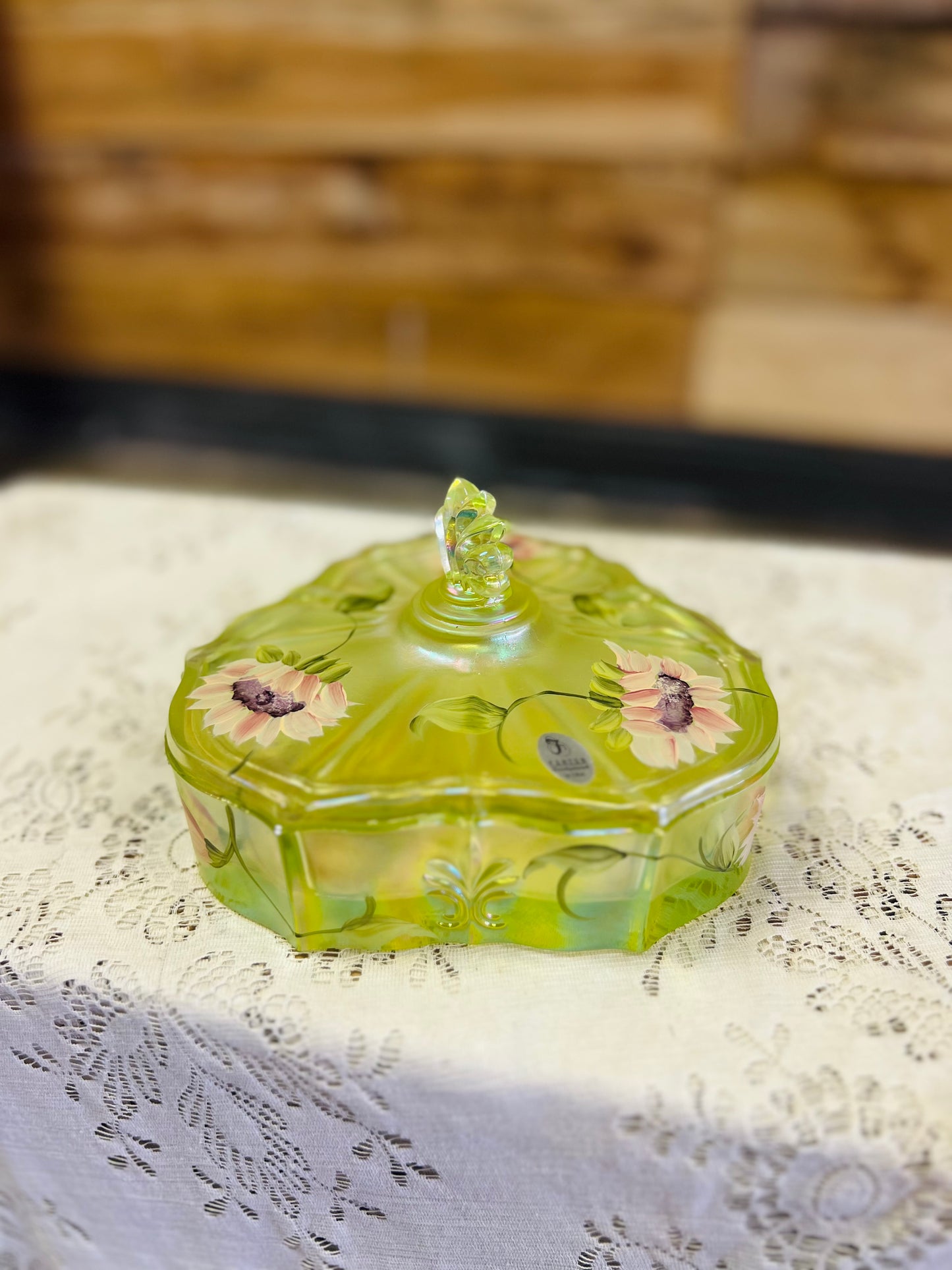 Vintage Fenton Green Candy Dish