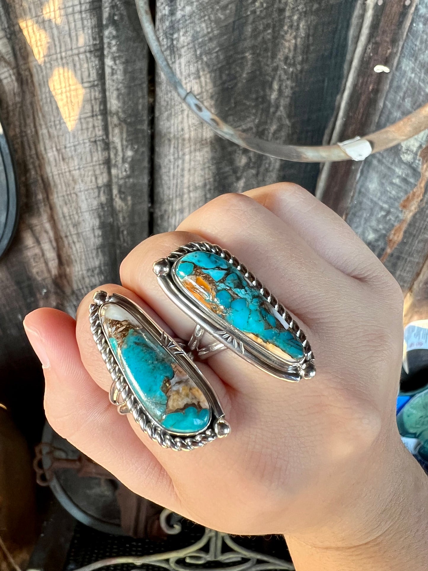 Turquoise and Spiny Oyster Sterling Silver Ring