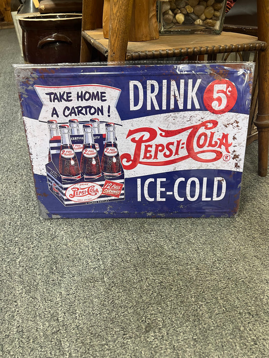 Pepsi Cola 5 Cents Metal Sign