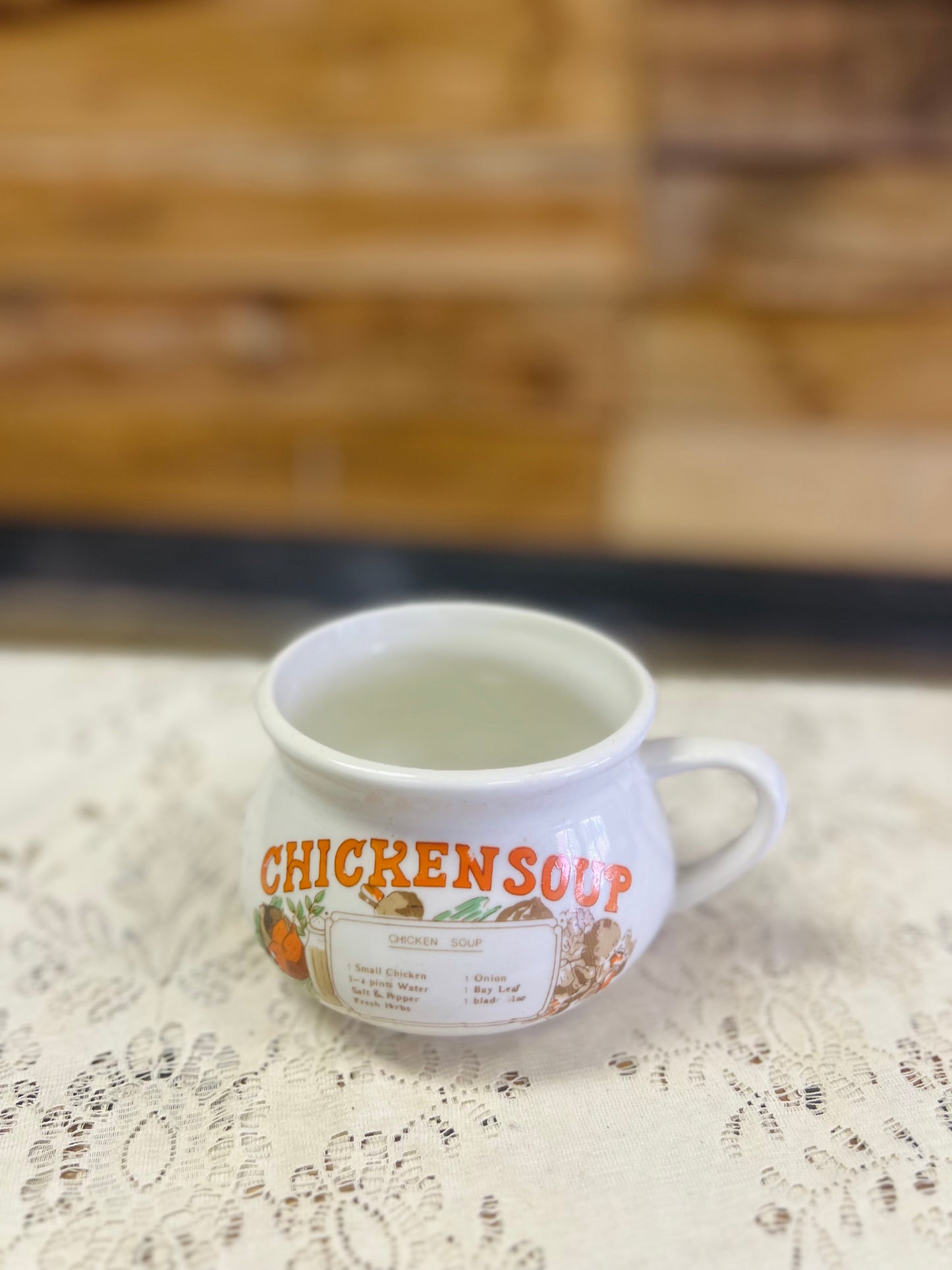 Vintage 70's Ceramic Soup Recipe Mug - Chicken Soup