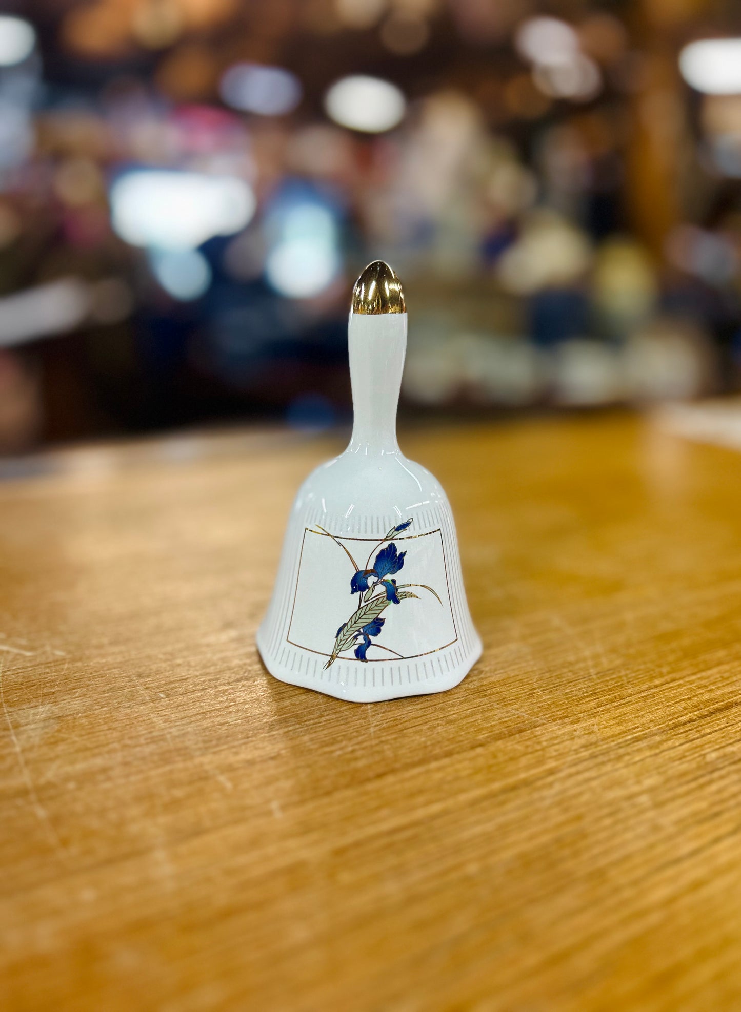 Vintage Otagiri Japan Porcelain Bell with "Grand Iris" Pattern