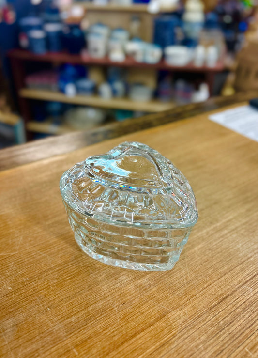 Vintage Homco Crystal American Fostoria Pattern Heart Shaped Dish