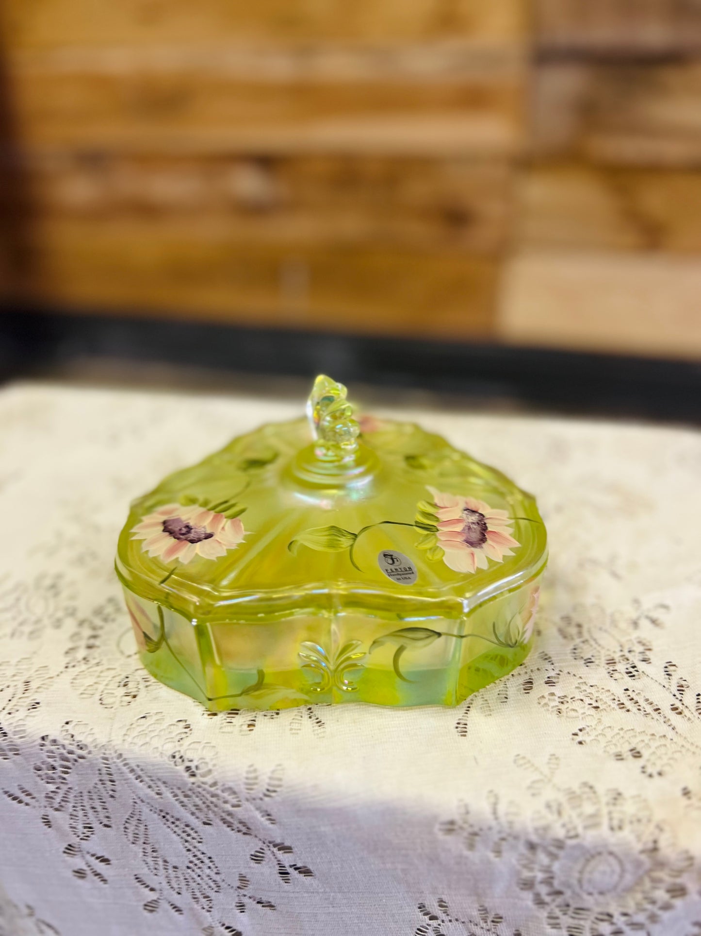 Vintage Fenton Green Candy Dish
