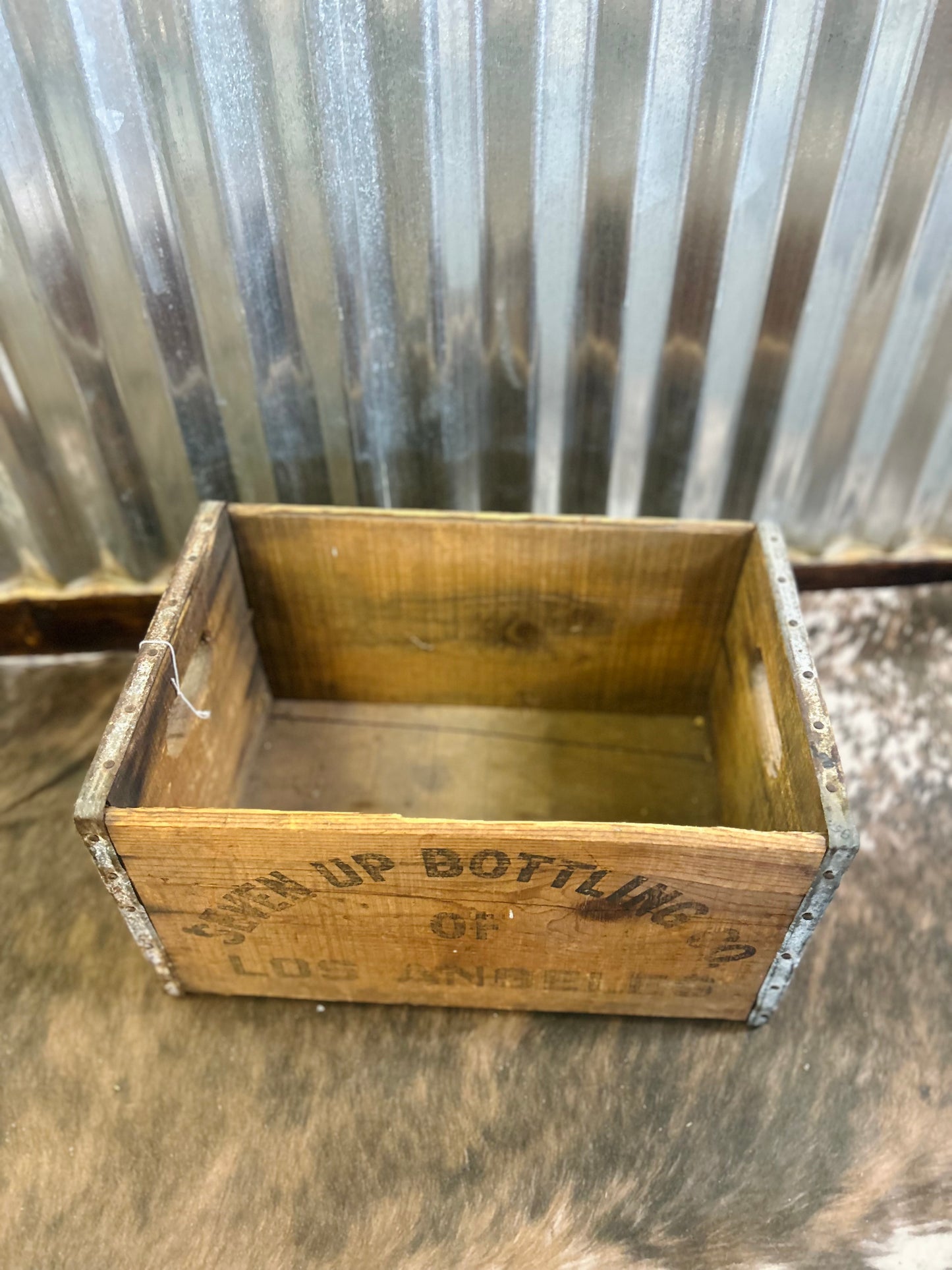 Vintage 7-Up Wooden Crate Big Bottle
