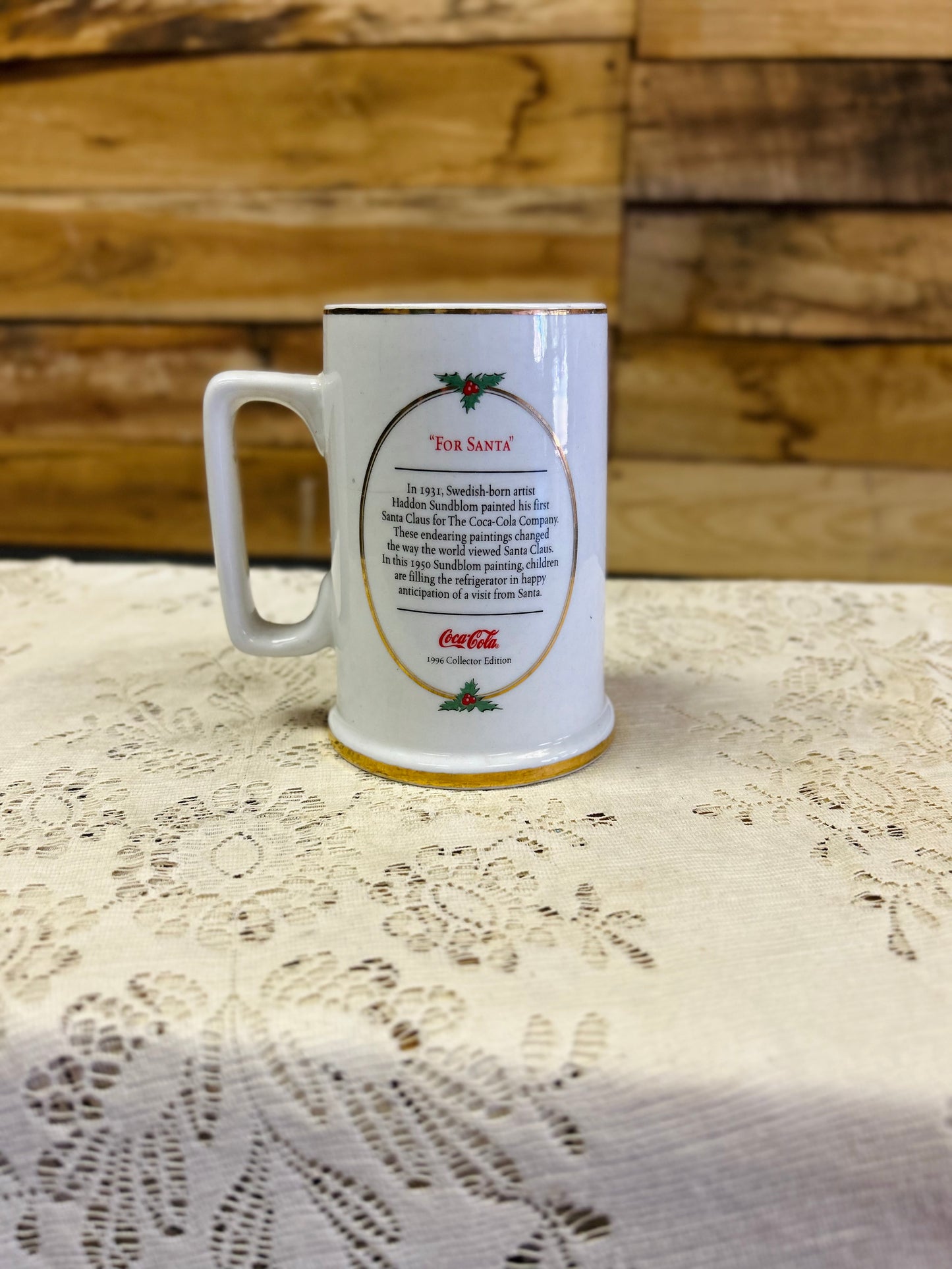 Vintage Coca- Cola  "For Santa" Ceramic Christmas Mug