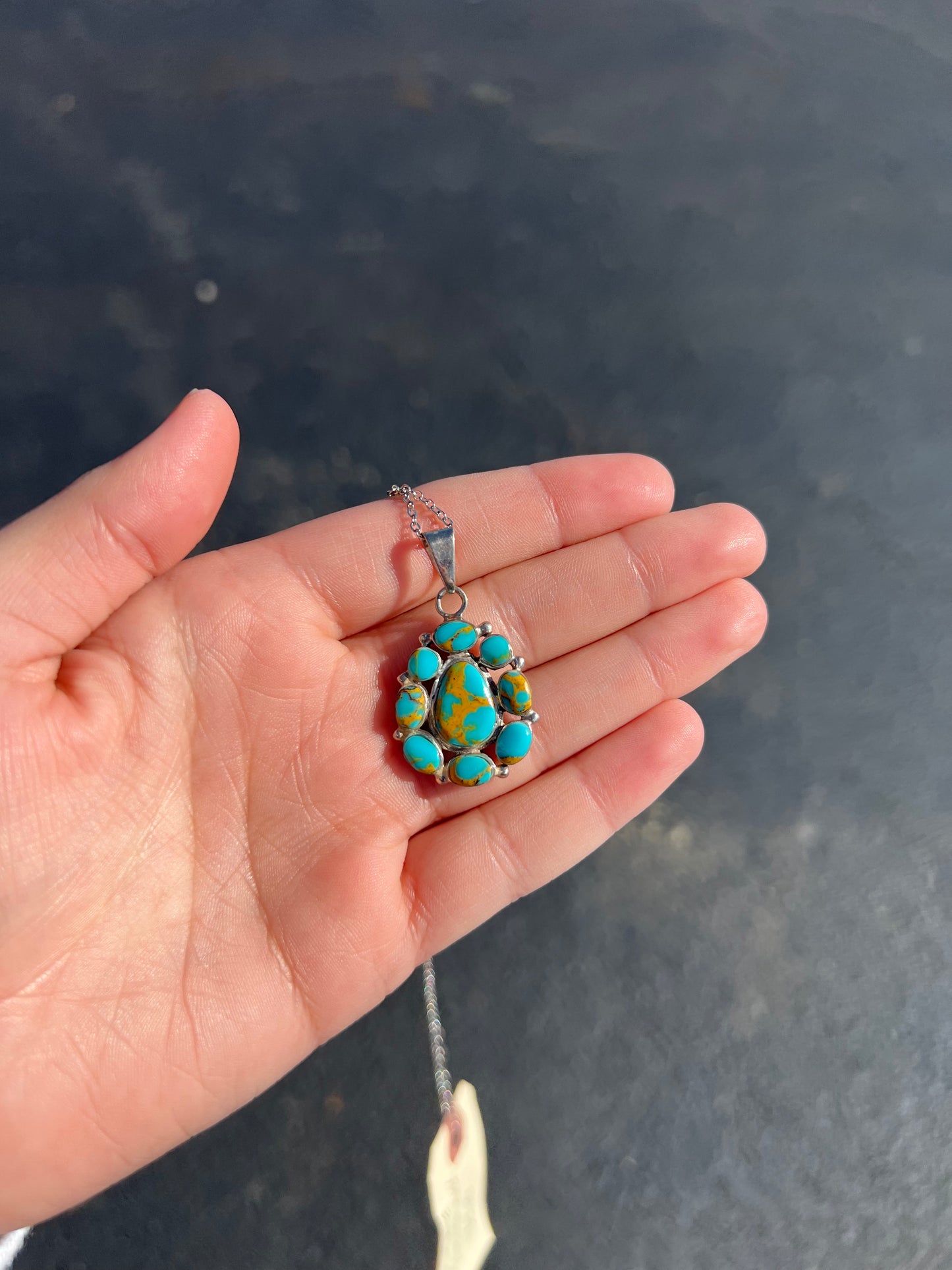 Navajo Turquoise Cluster Necklace