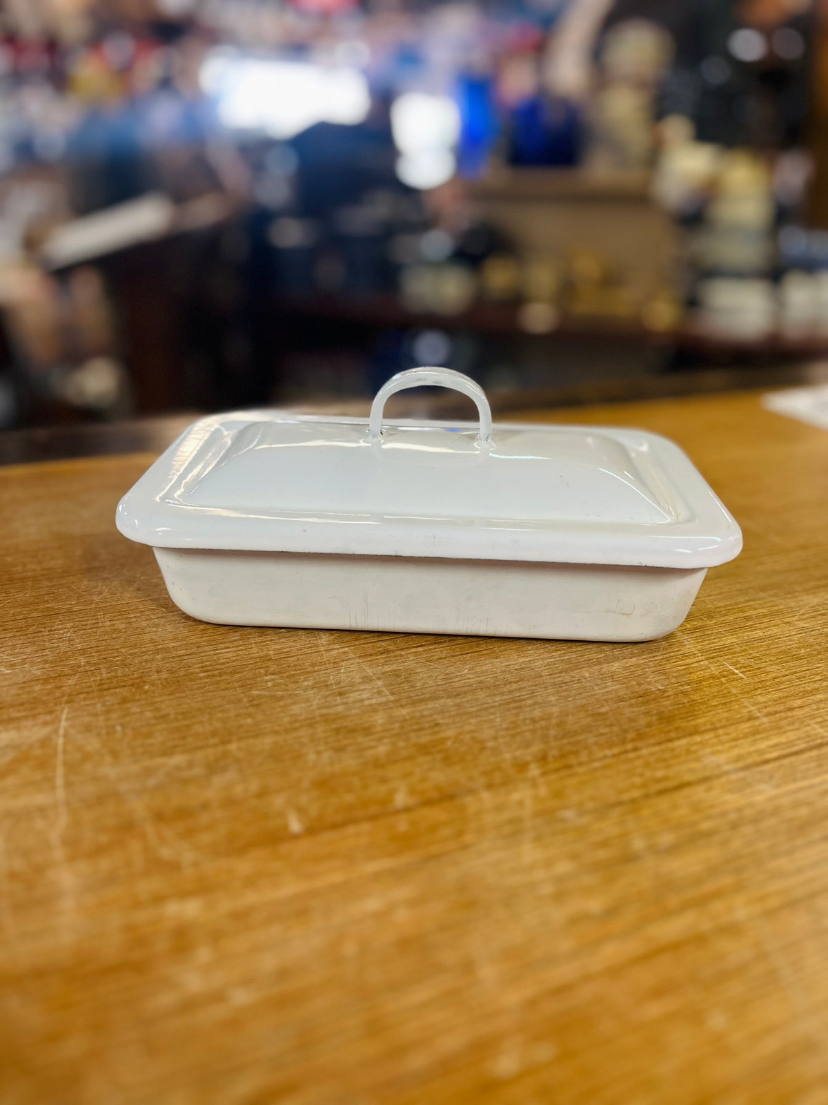 Vintage White Enalmeled Metal Refrigerator Pan