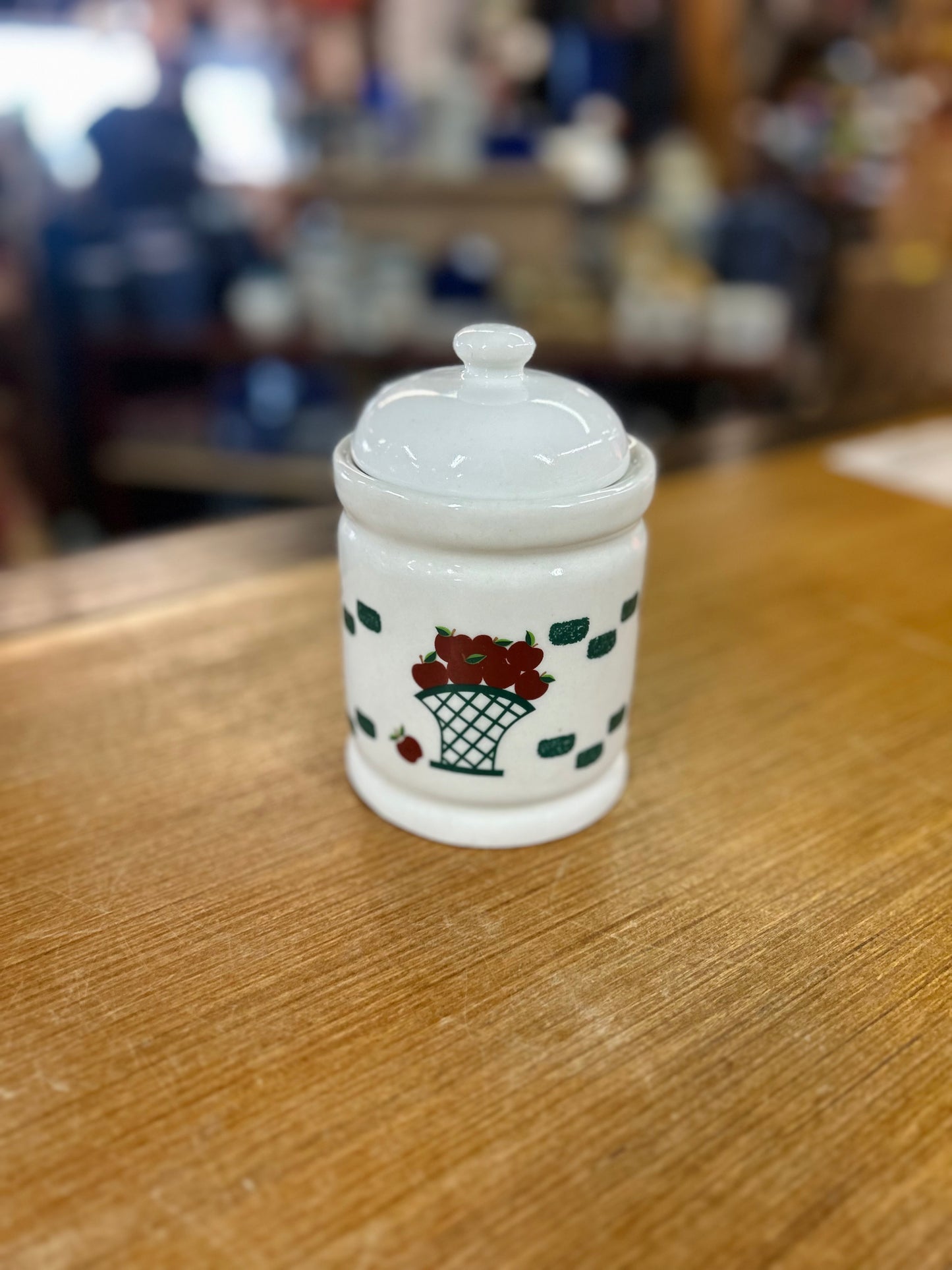 Vintage GEI Stoneware Pottery Apple Canister
