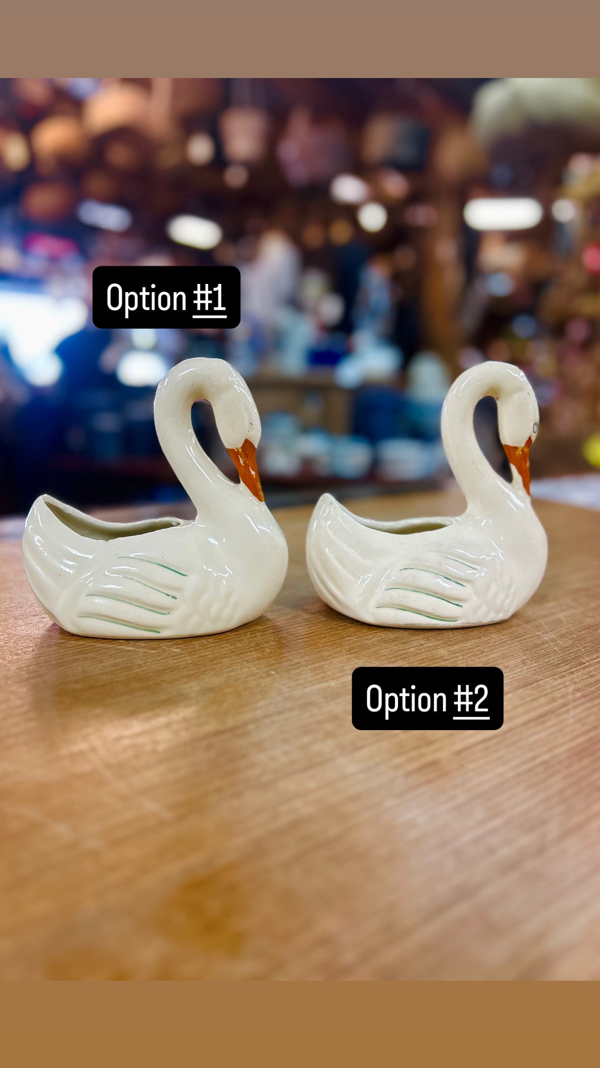 Vintage Swan Planter with Green Detailing