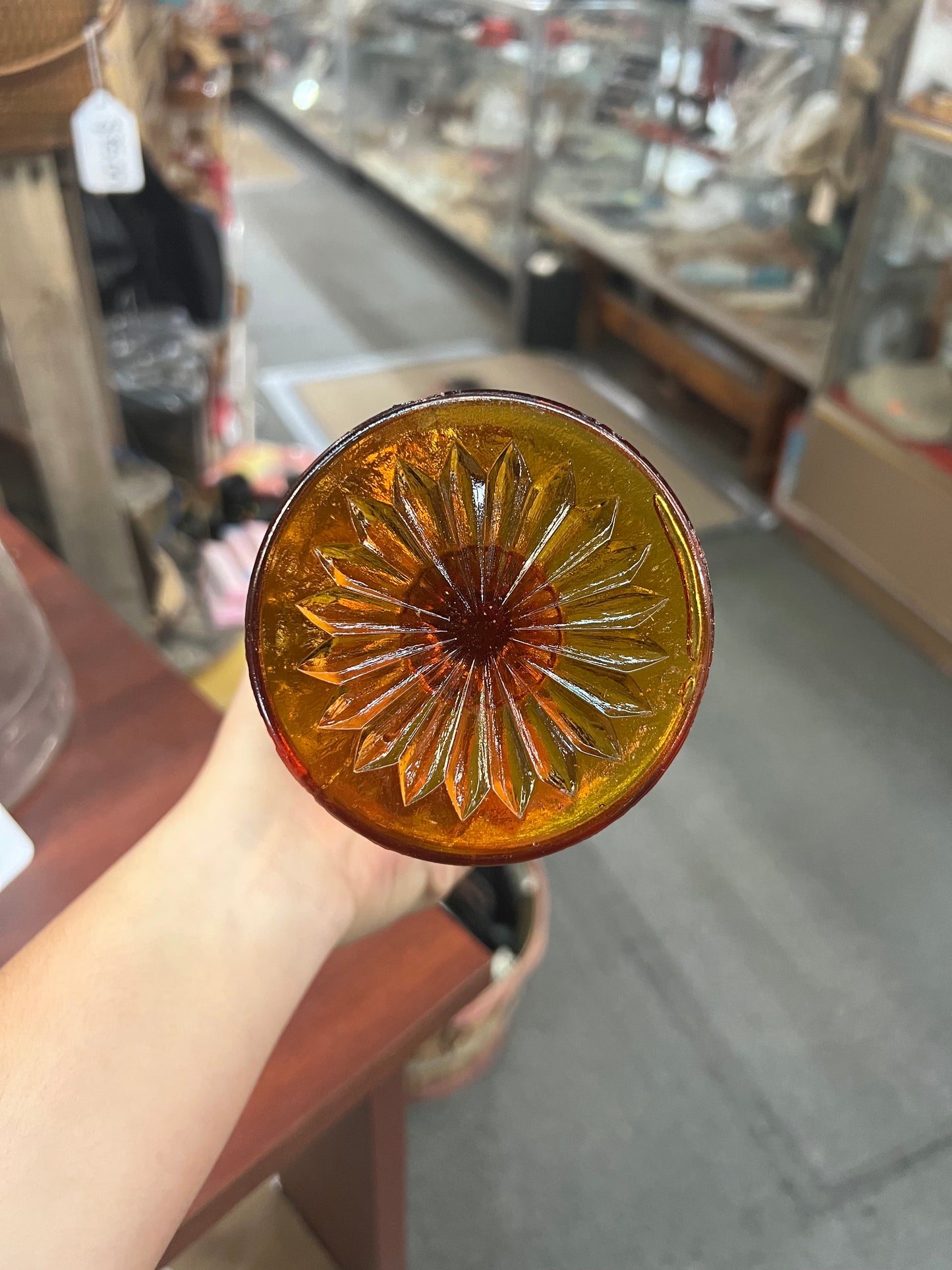 Amber Ruffled Glass Vase